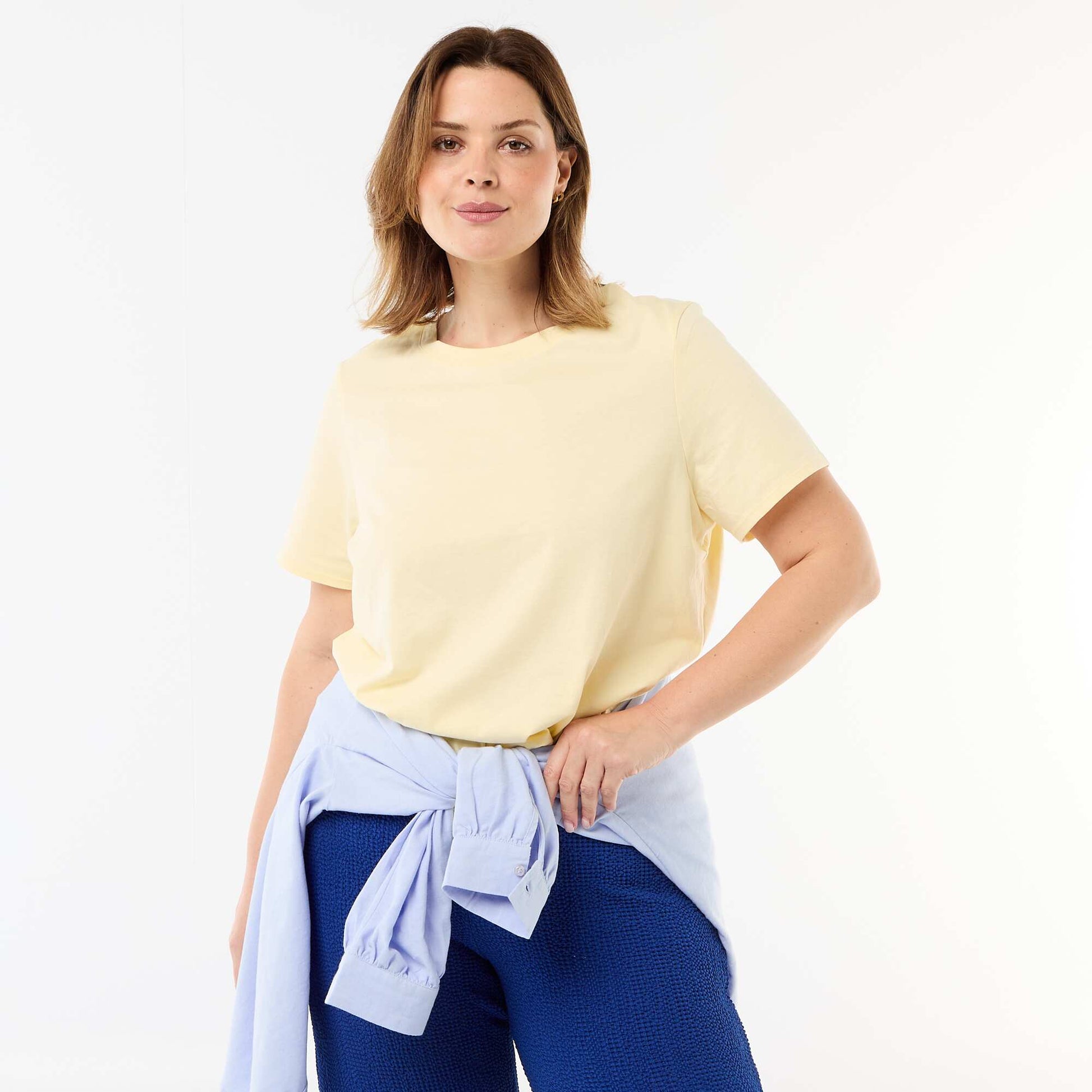T-shirt en maille jersey manches courtes JAUNE