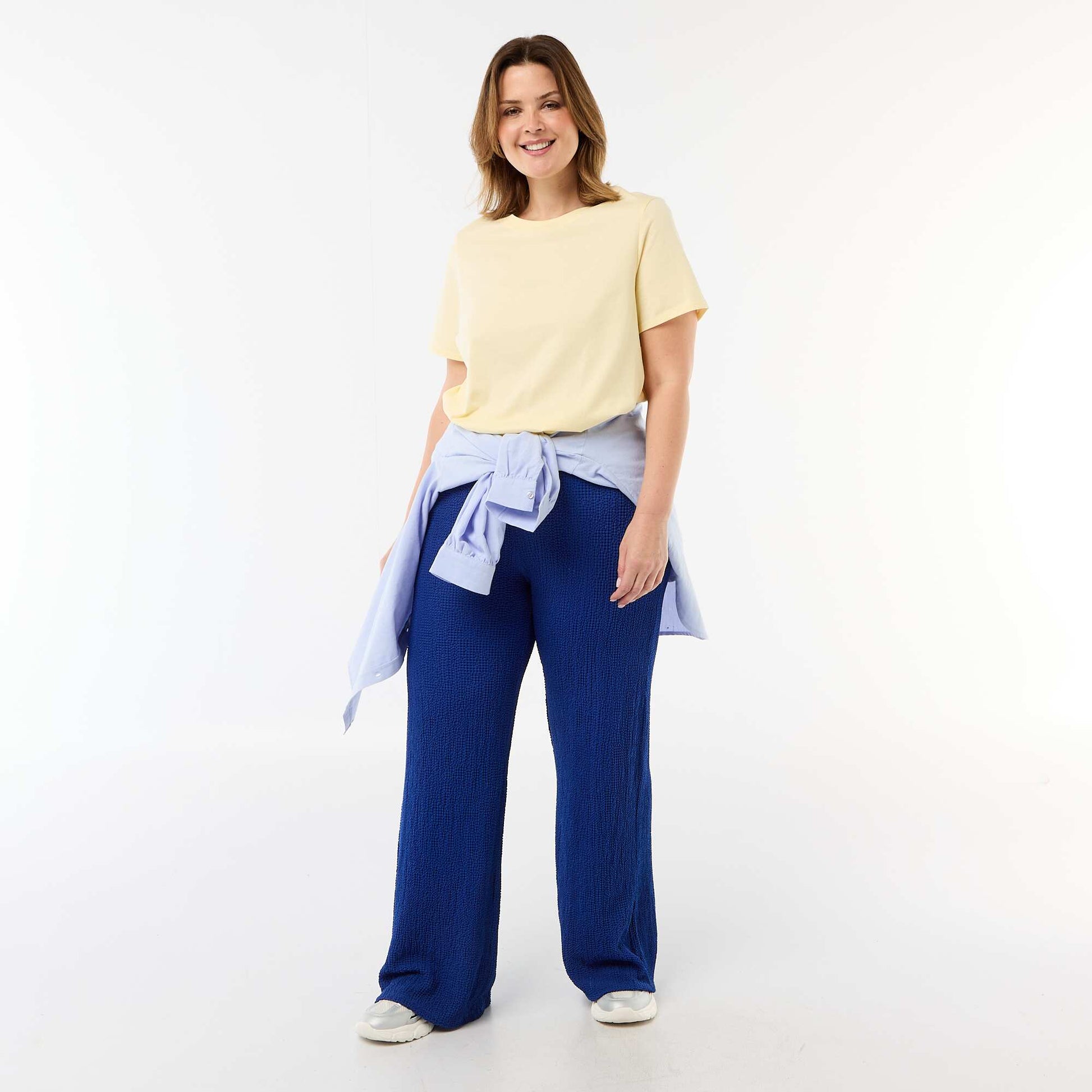 T-shirt en maille jersey manches courtes JAUNE