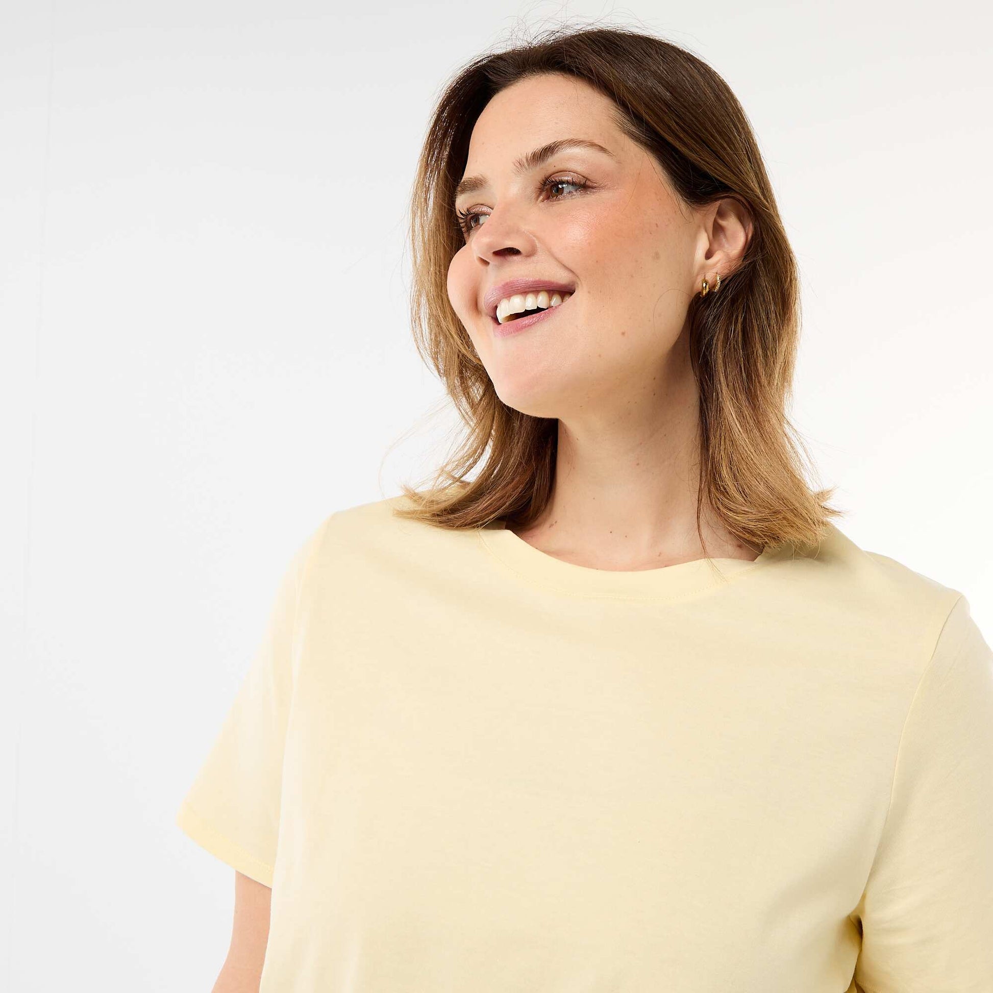 T-shirt en maille jersey manches courtes JAUNE