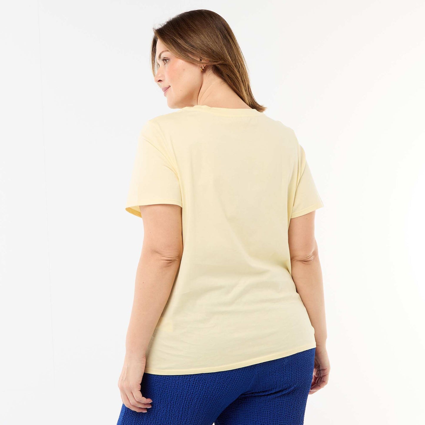 T-shirt en maille jersey manches courtes JAUNE