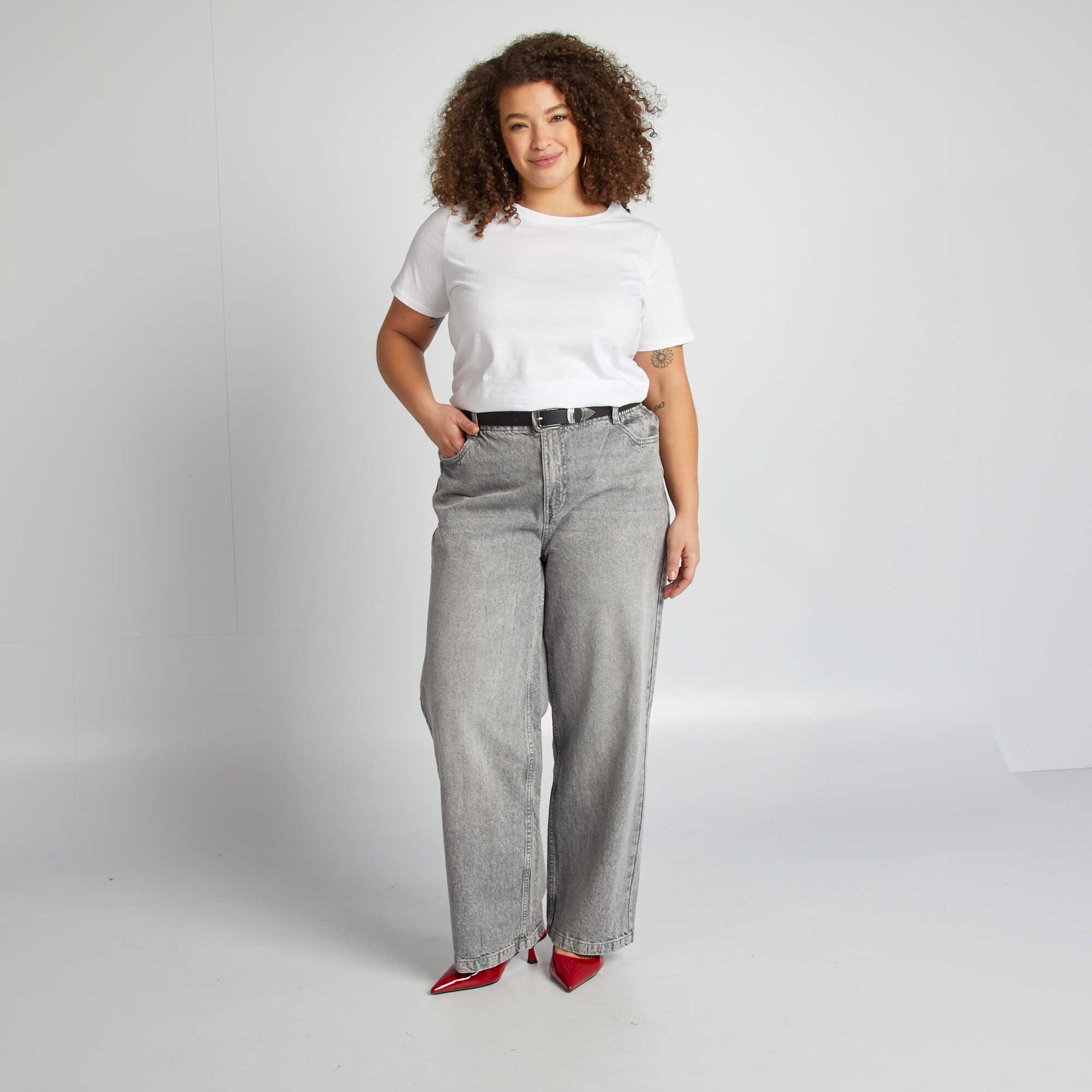 T-shirt en maille jersey manches courtes BLANC