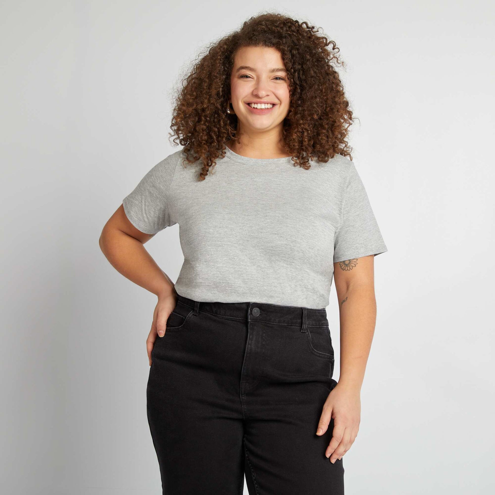 T-shirt en maille jersey manches courtes GRIS
