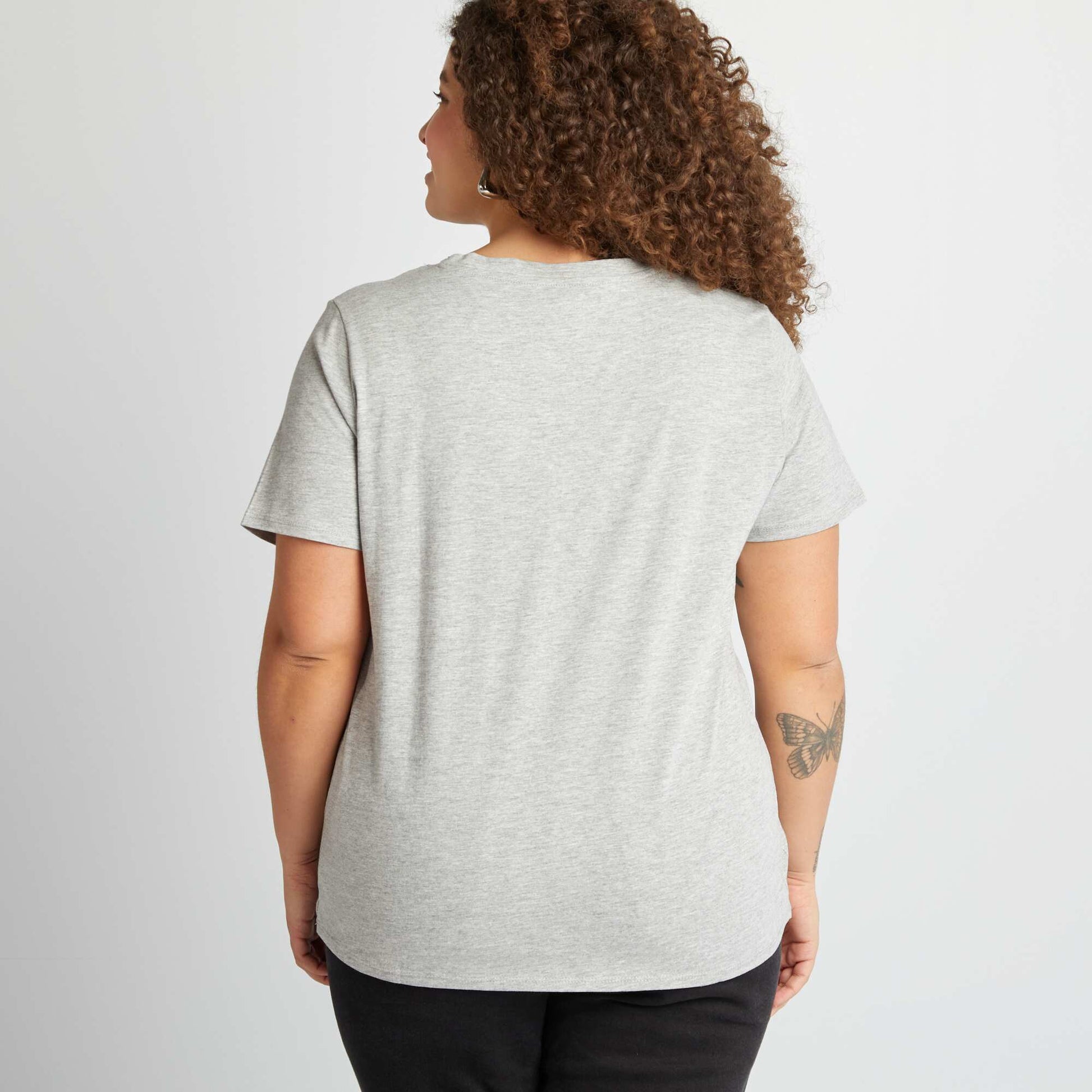 T-shirt en maille jersey manches courtes GRIS