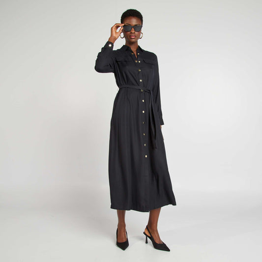 Robe midi ceinturée noir