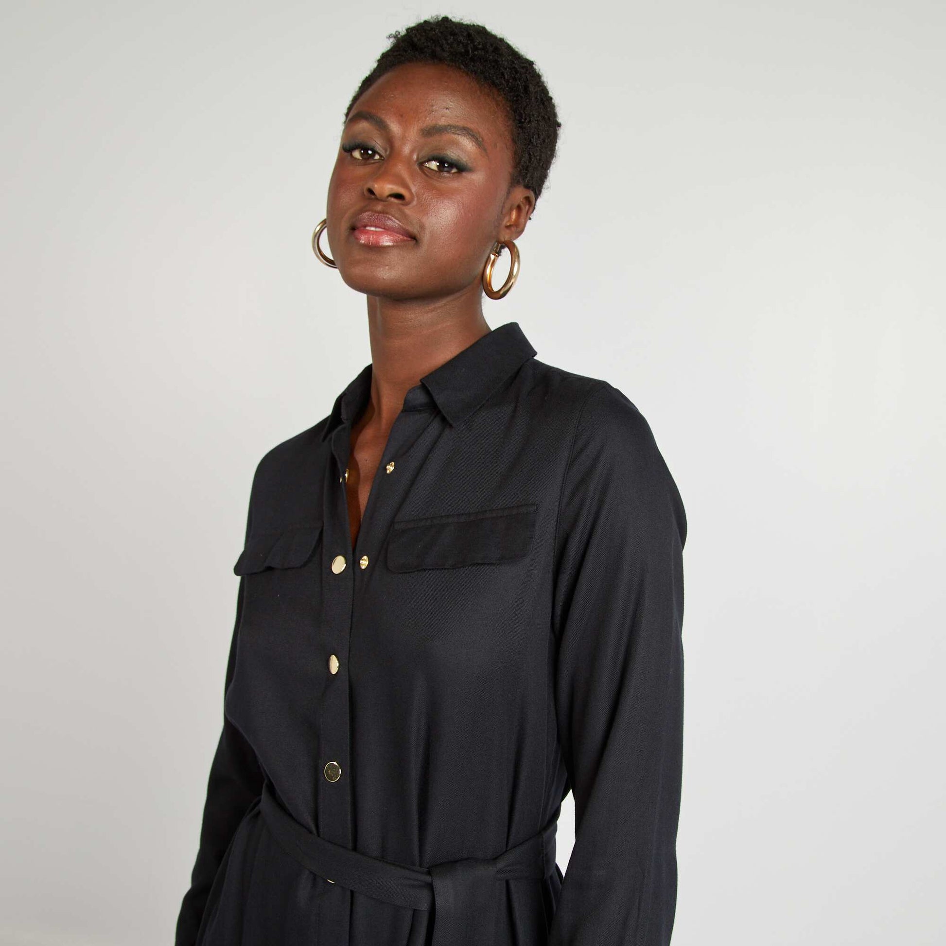 Robe midi ceinturée noir