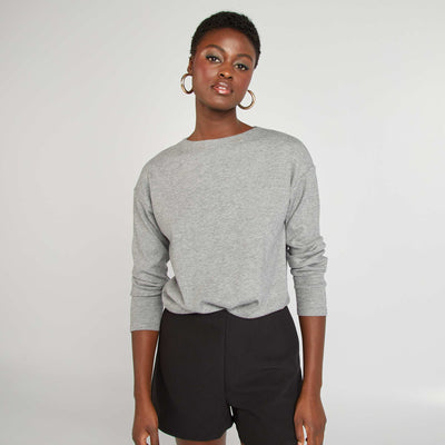 T-shirt manches longues en maille doudou GRIS