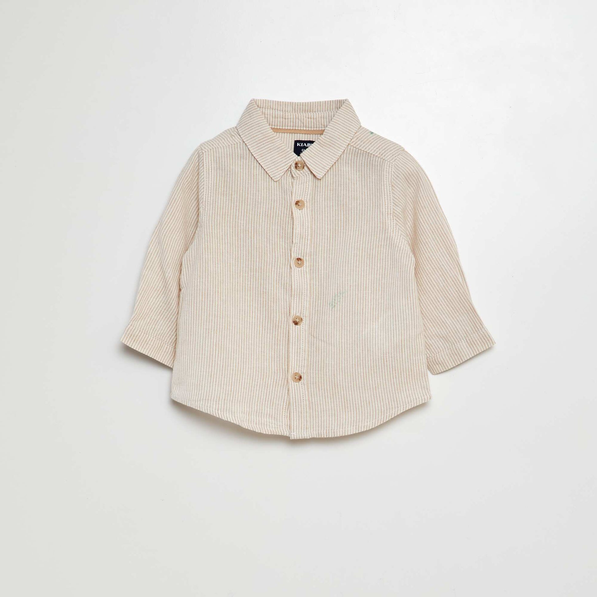 Chemise rayé en lin mélangé Beige