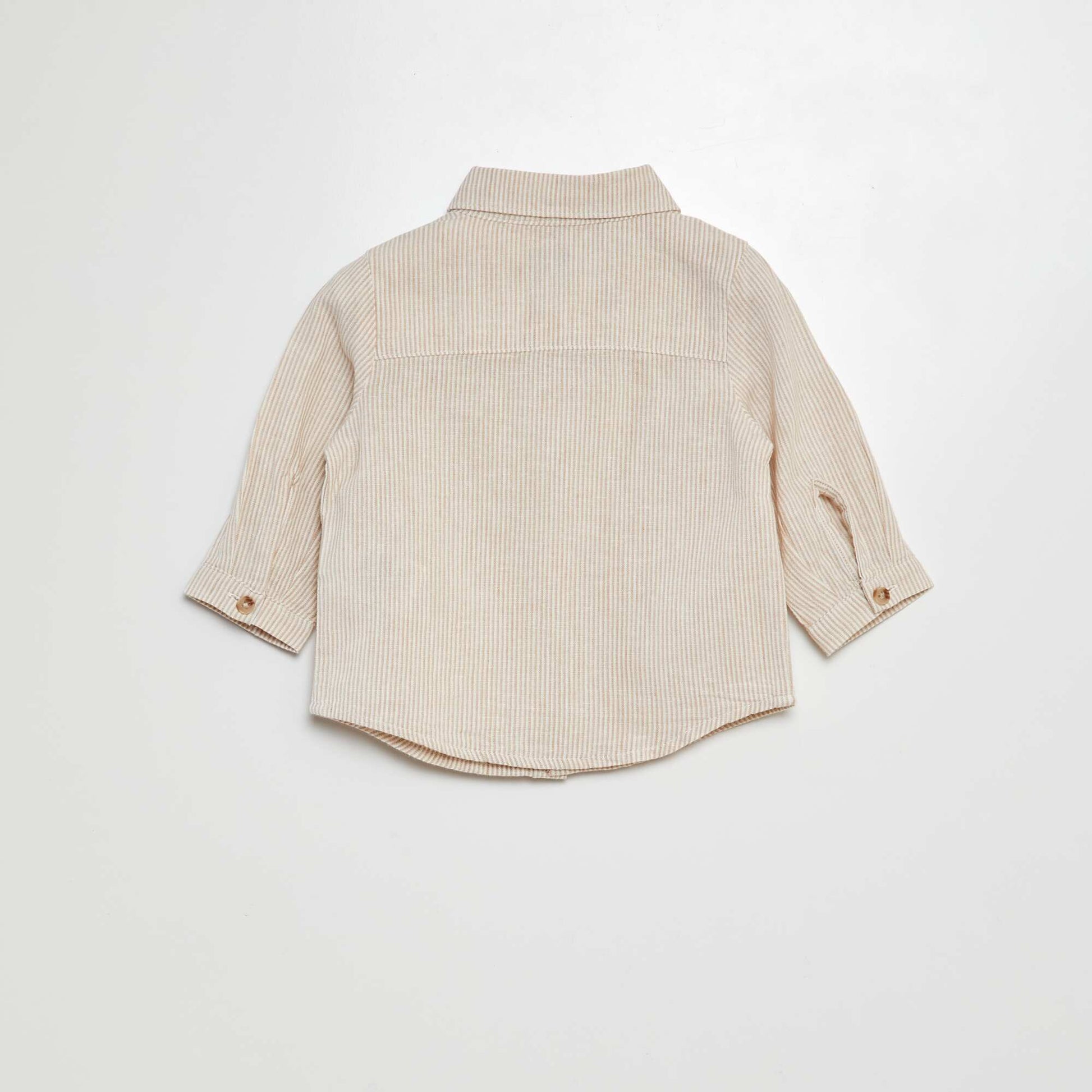 Chemise rayé en lin mélangé Beige