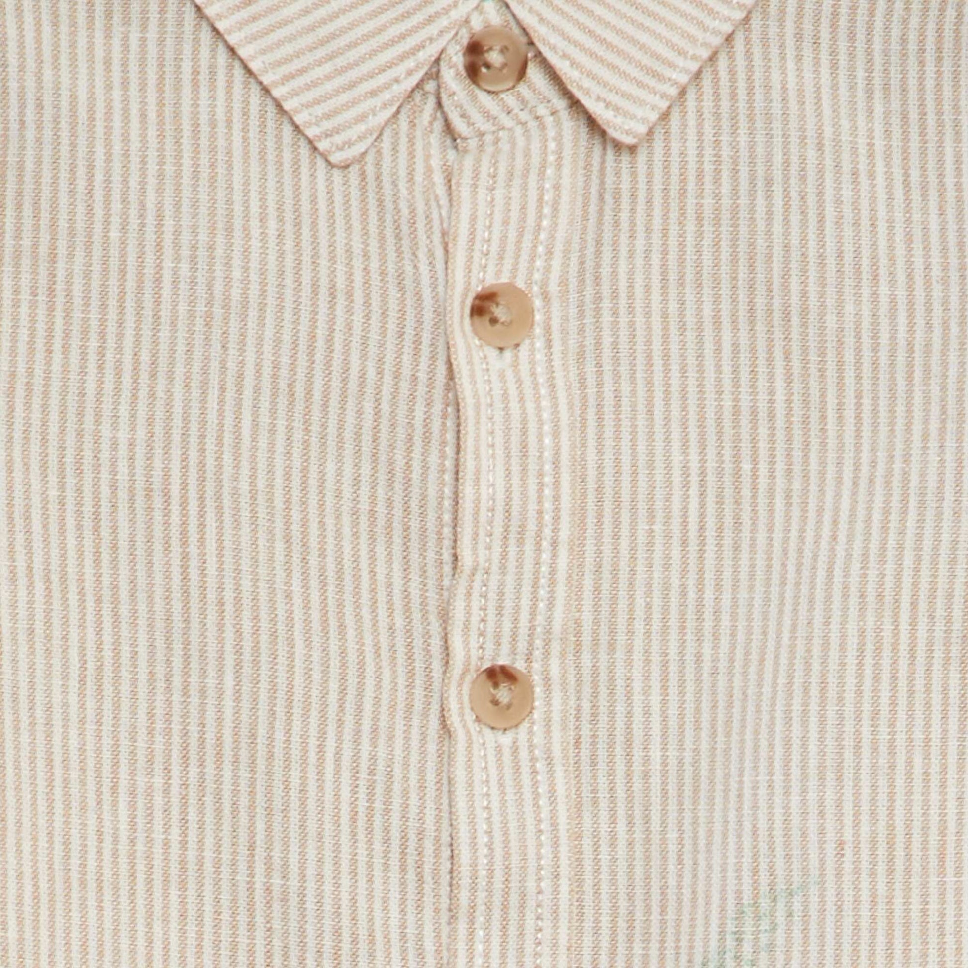 Chemise rayé en lin mélangé Beige