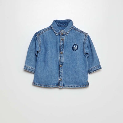 Chemise en jean broderie lapin Bleu