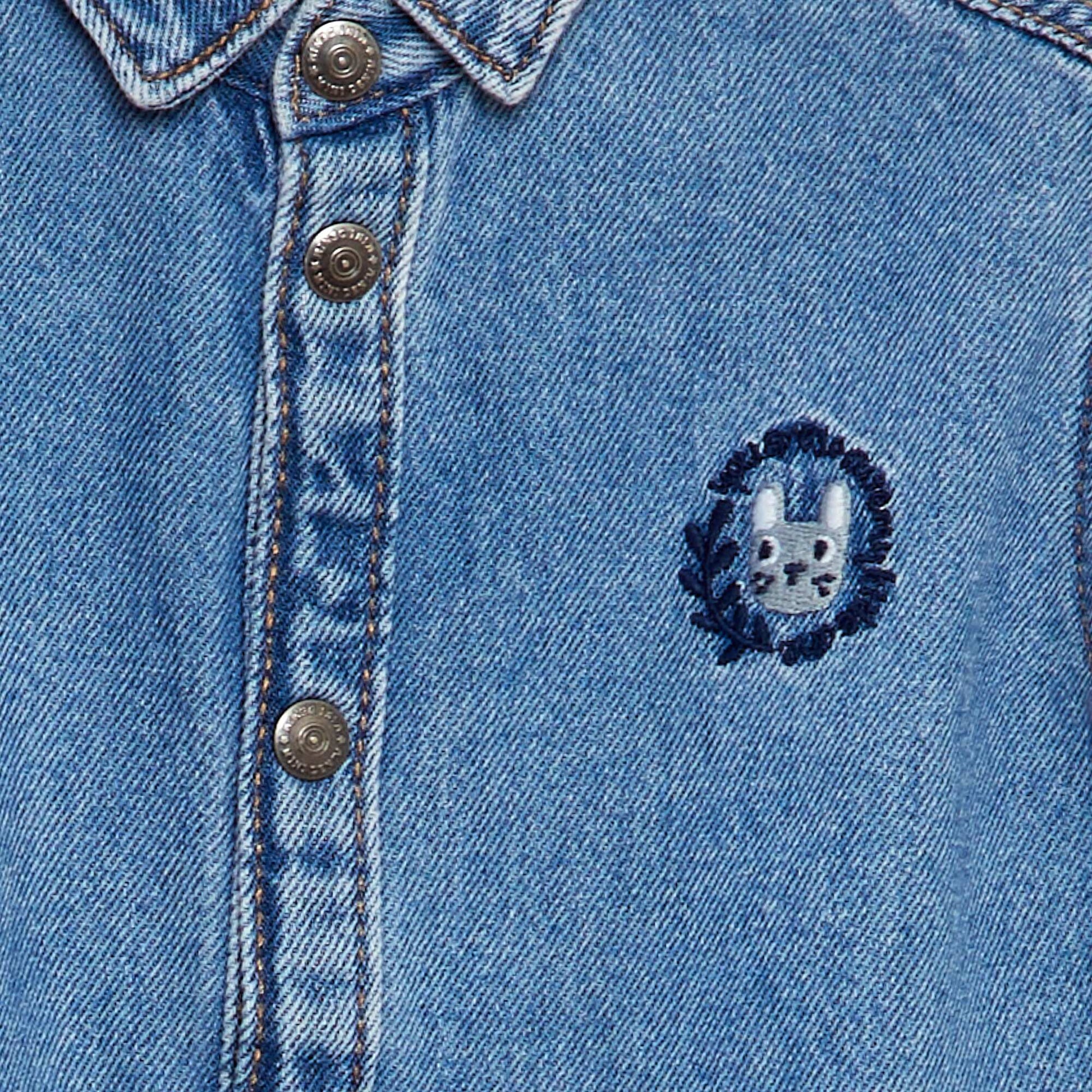 Chemise en jean broderie lapin Bleu
