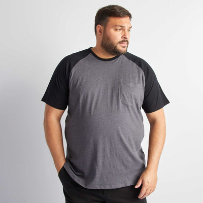 T-shirt Manches courtes raglan avec poche poitrine NOIR