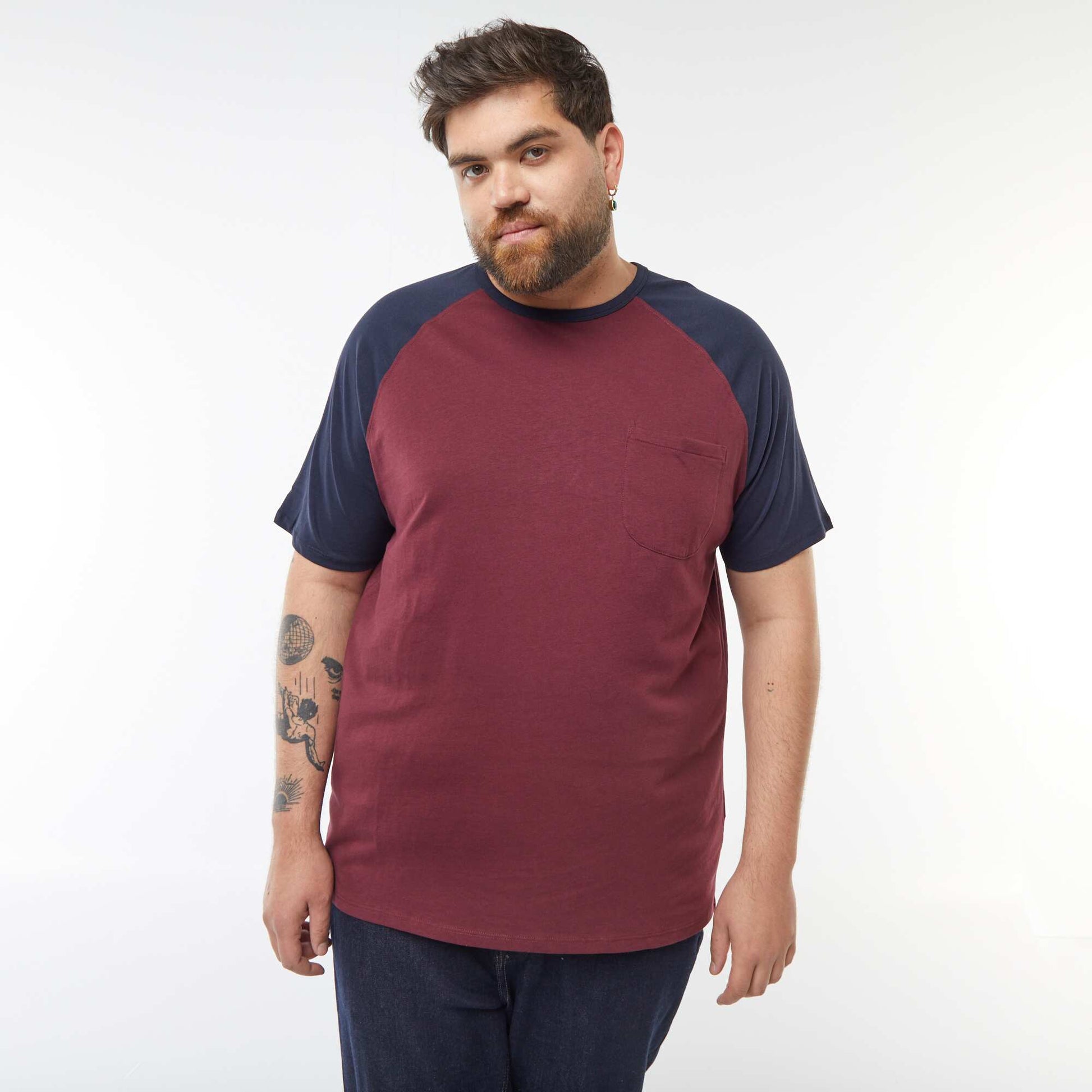 T-shirt Manches courtes raglan avec poche poitrine BLEU