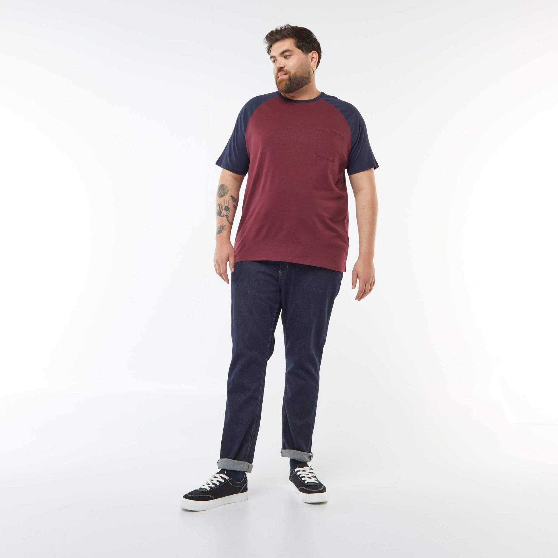 T-shirt Manches courtes raglan avec poche poitrine BLEU
