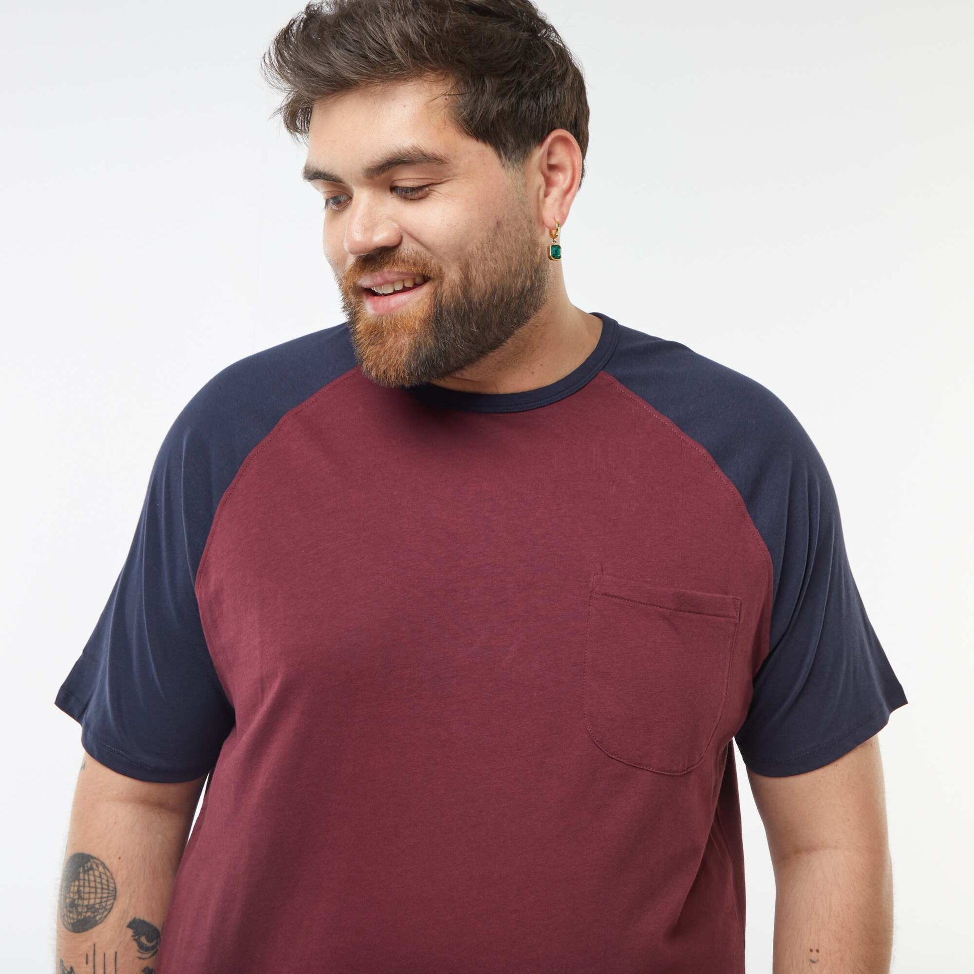 T-shirt Manches courtes raglan avec poche poitrine BLEU