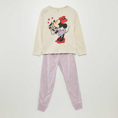 Pyjama long 'Minnie' - 2 pièces Blanc/violet