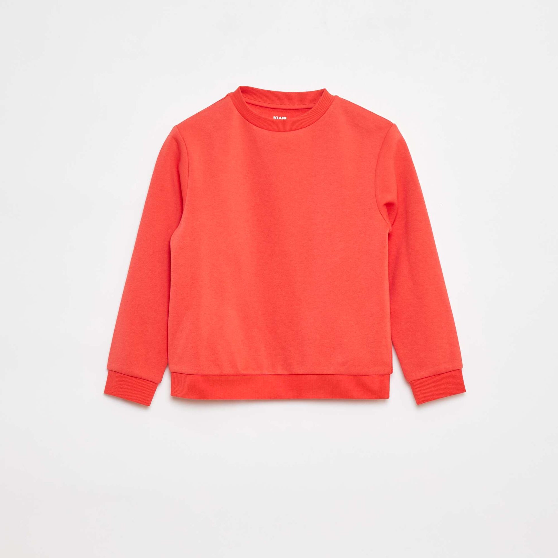 Sweat en molleton gratté uni ROUGE