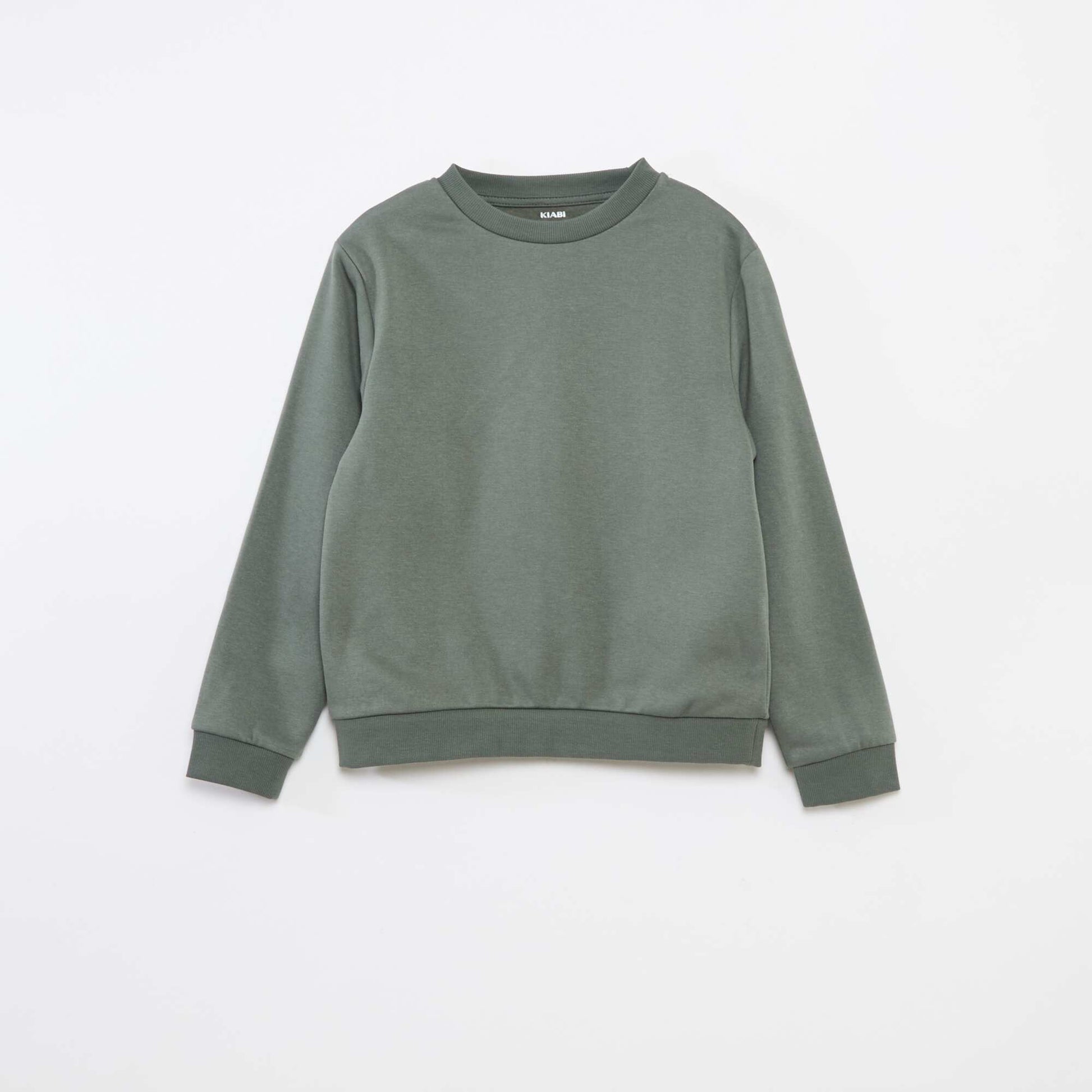 Sweat en molleton gratté uni VERT