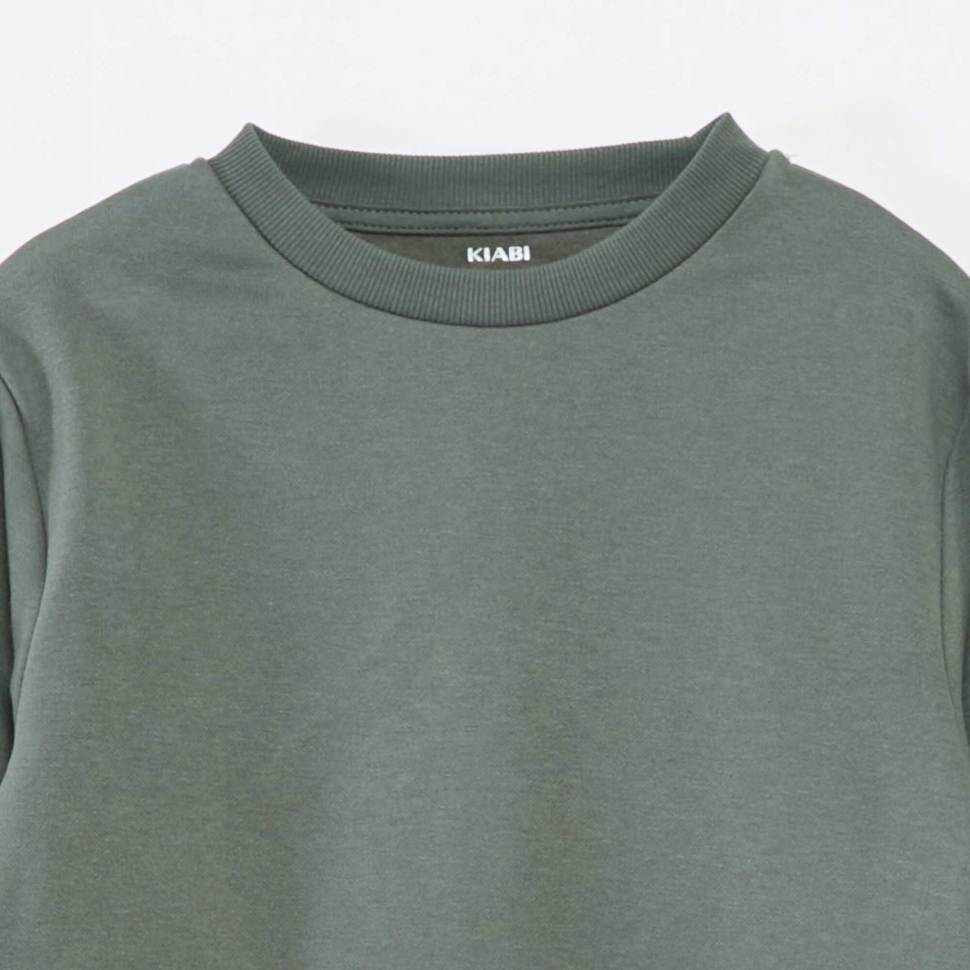 Sweat en molleton gratté uni VERT