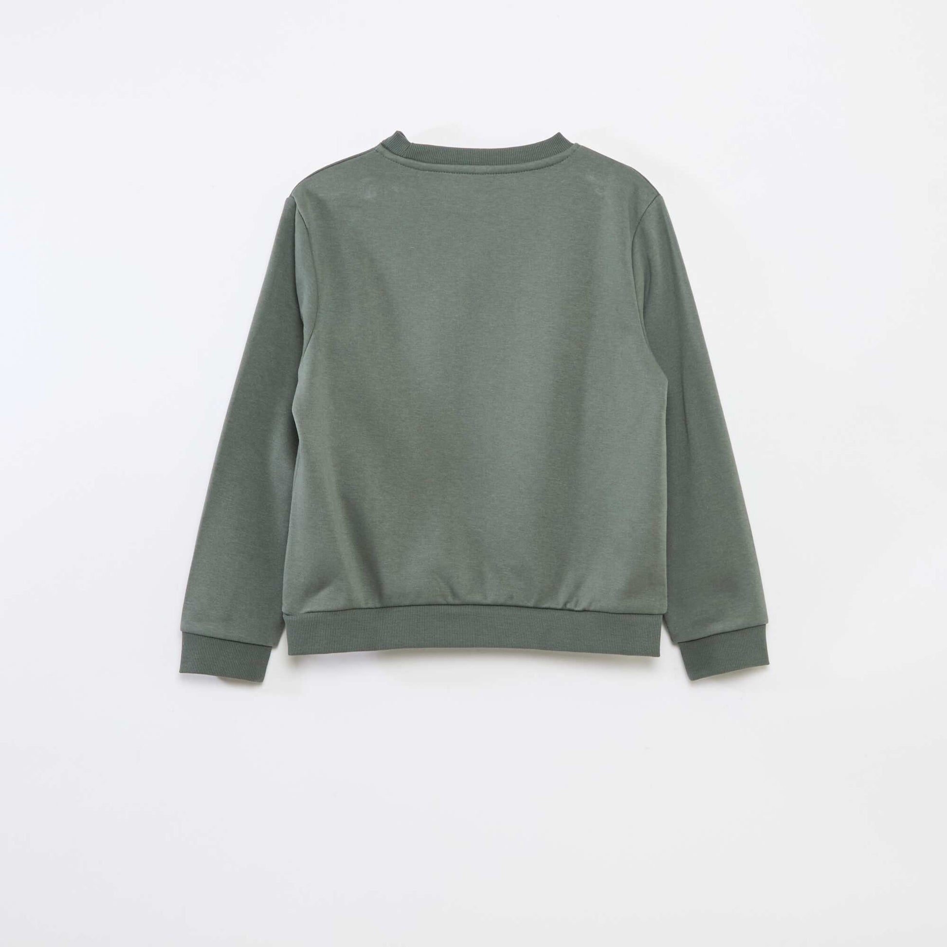 Sweat en molleton gratté uni VERT