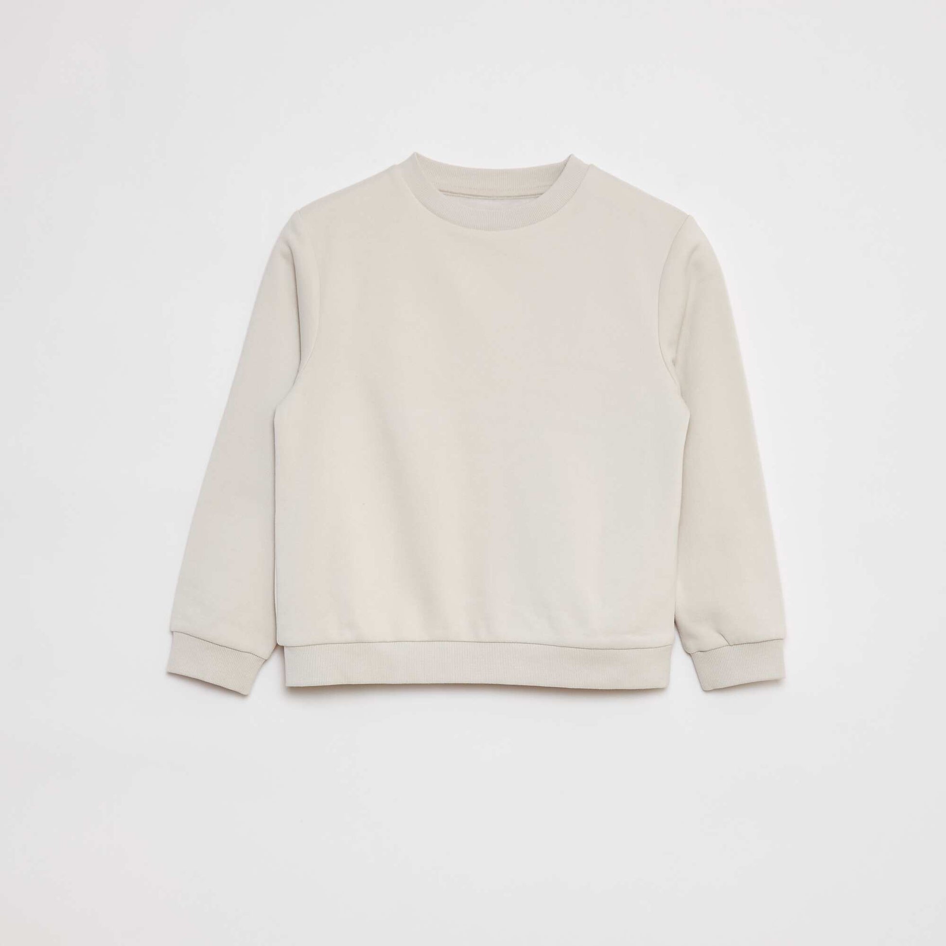 Sweat en molleton gratté uni BLANC