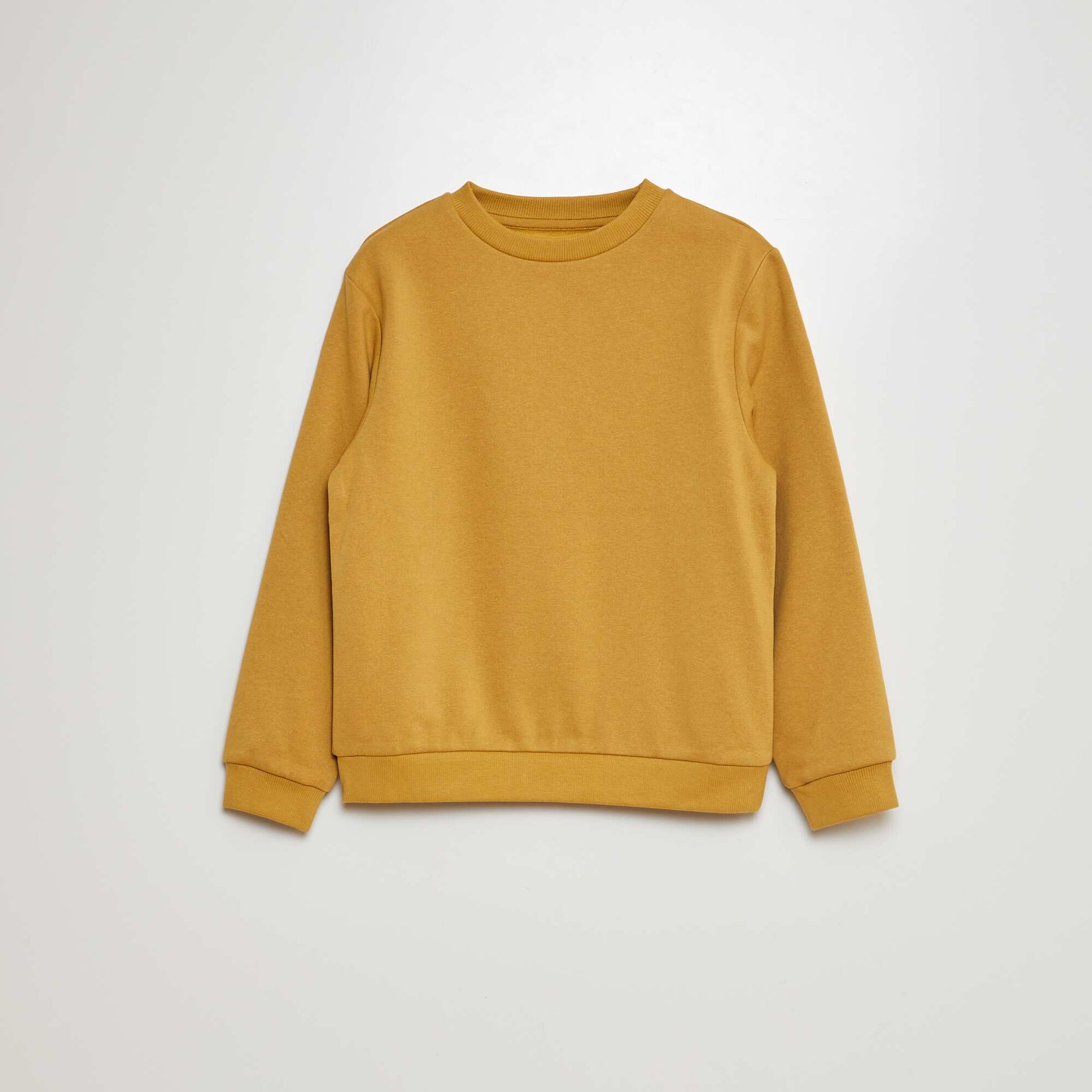 Sweat en molleton gratté uni JAUNE MOUTARDE