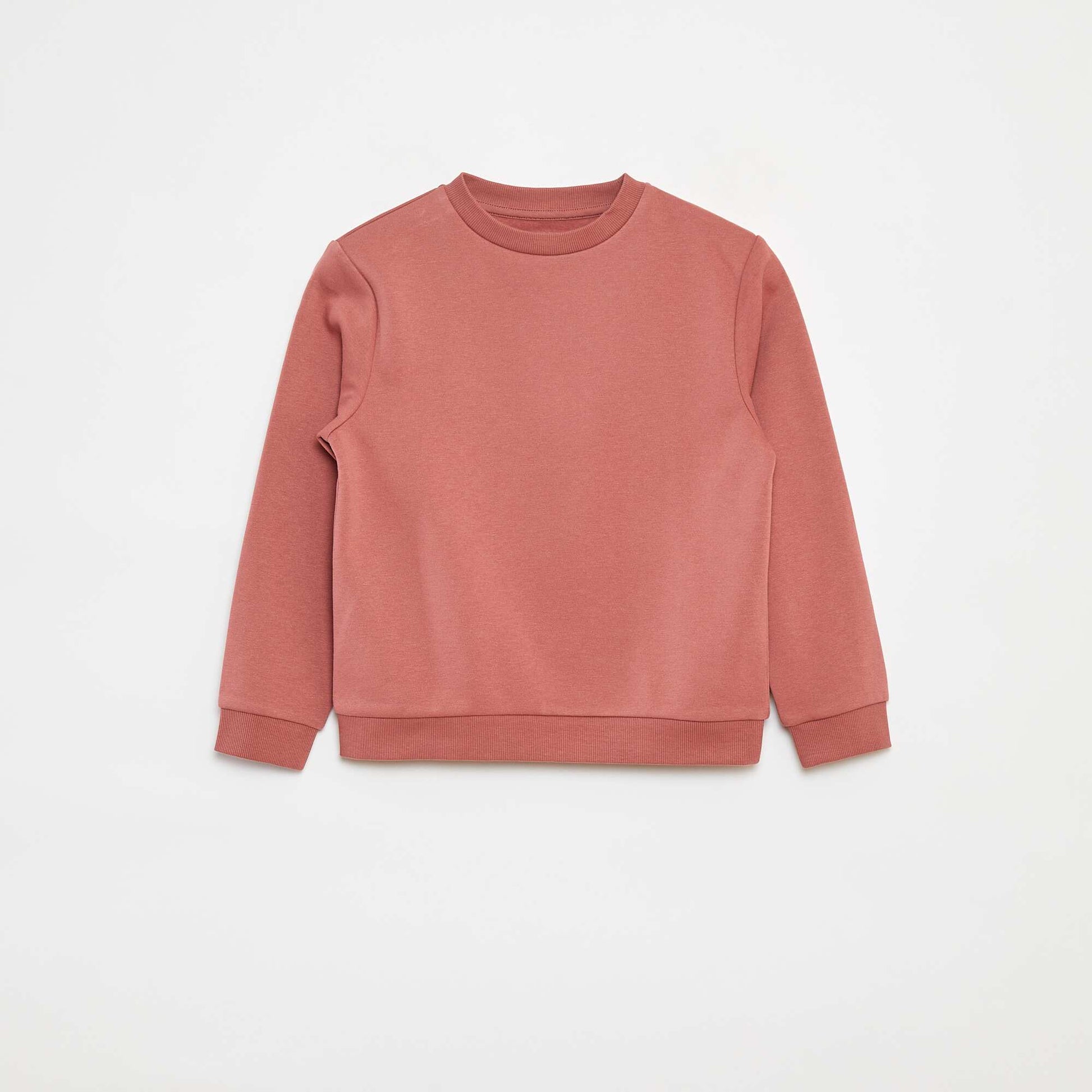 Sweat en molleton gratté uni ROSE