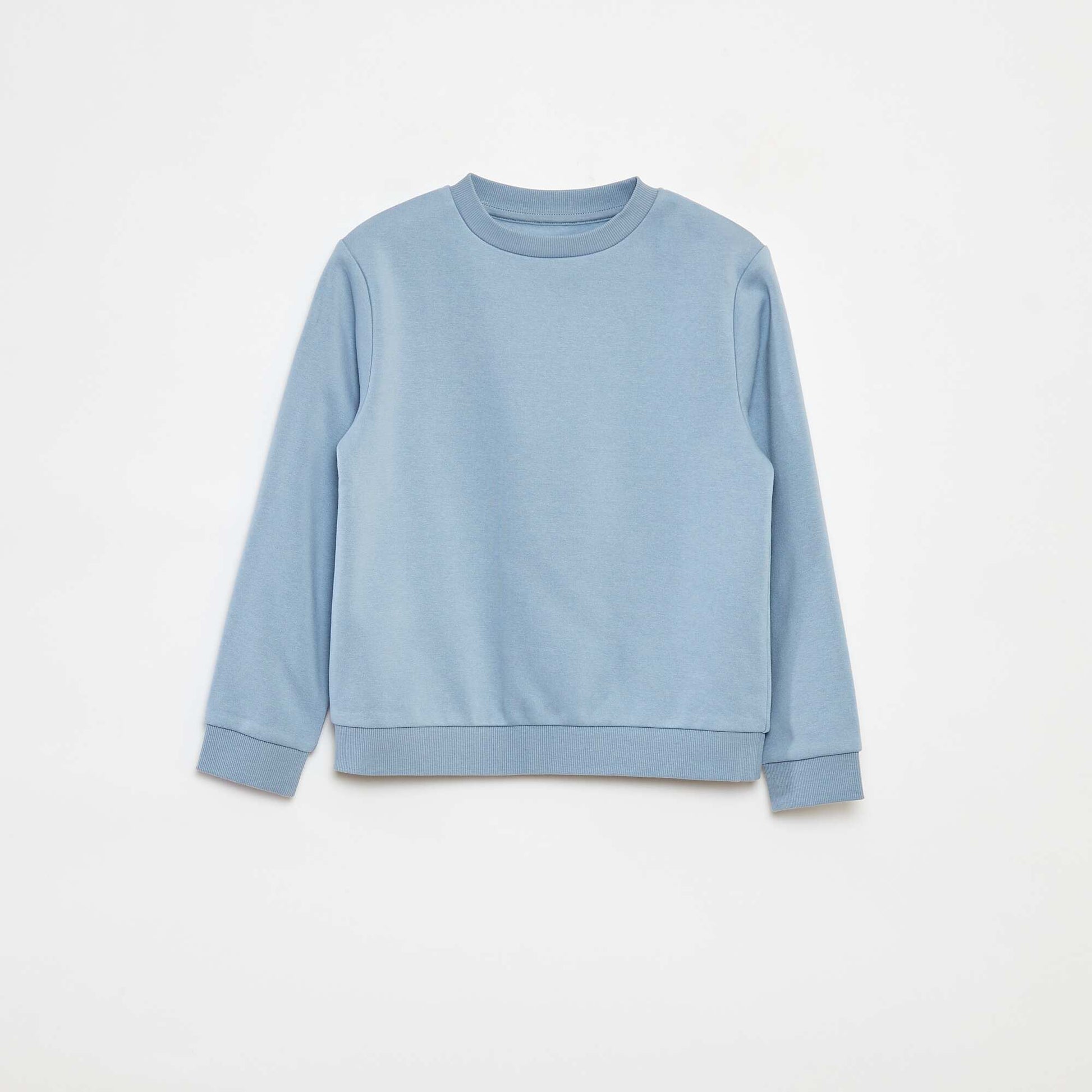 Sweat en molleton gratté uni BLEU