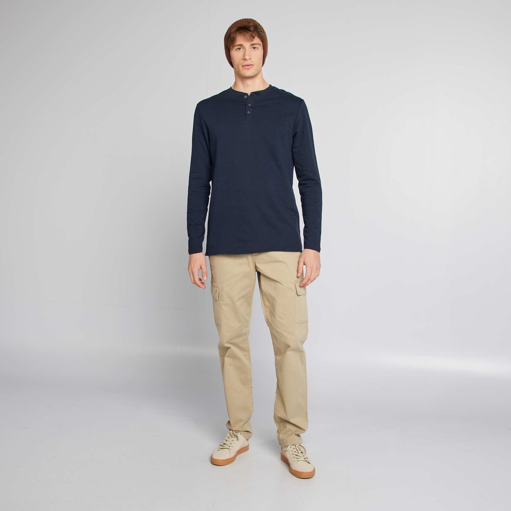 Pantalon multipoches uni BEIGE