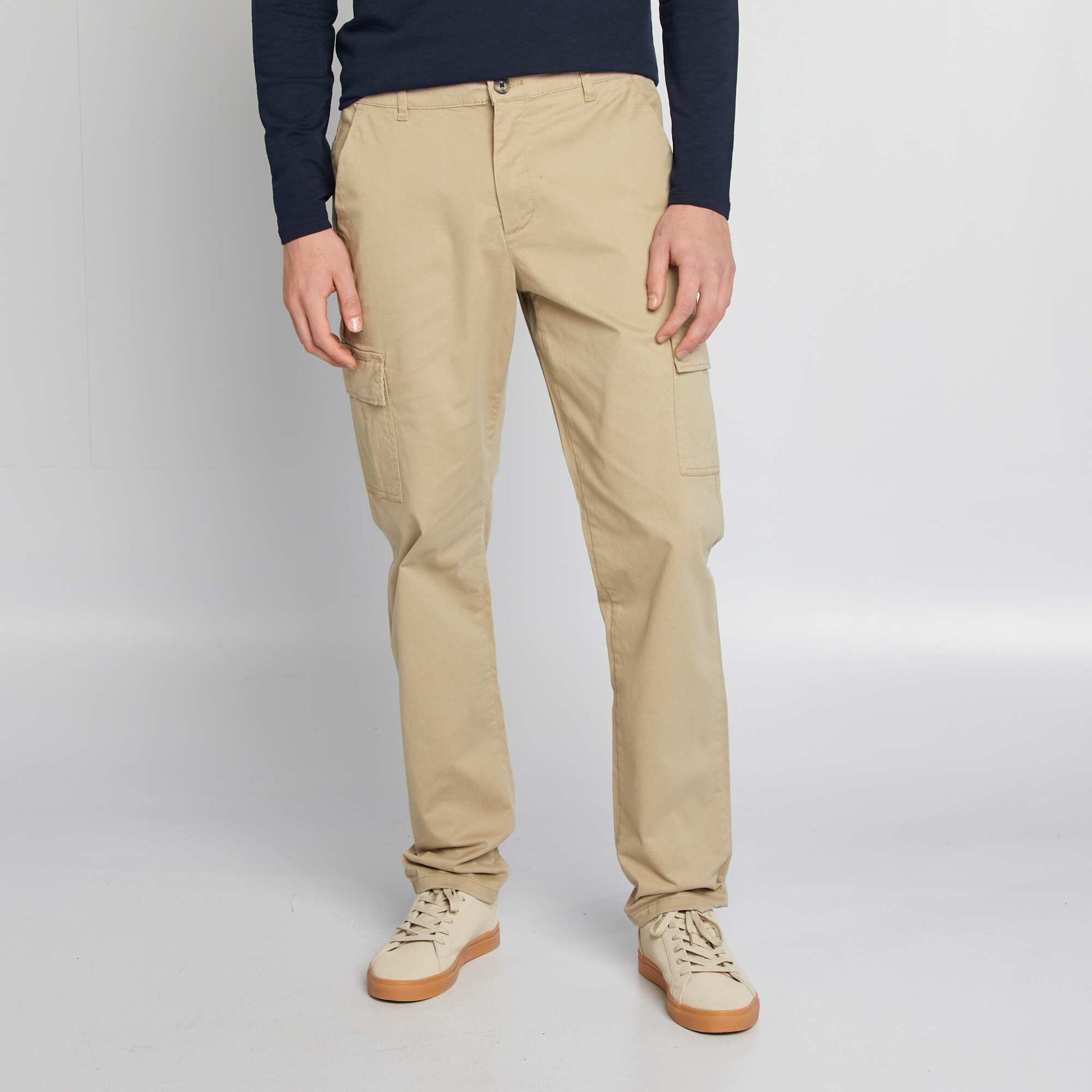 Pantalon multipoches uni BEIGE