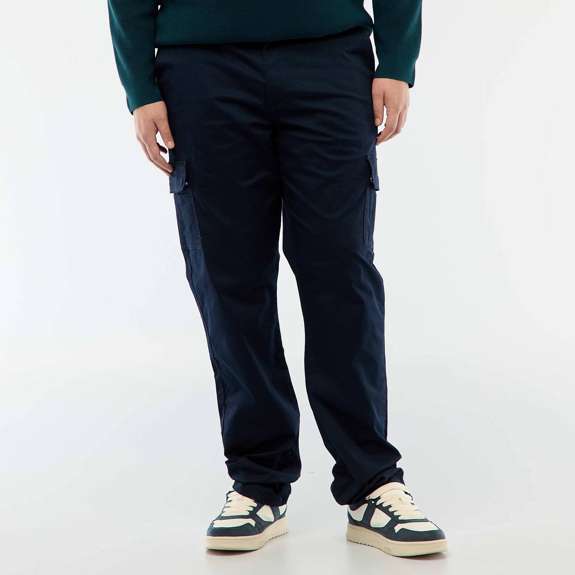 Pantalon multipoches uni BLEU