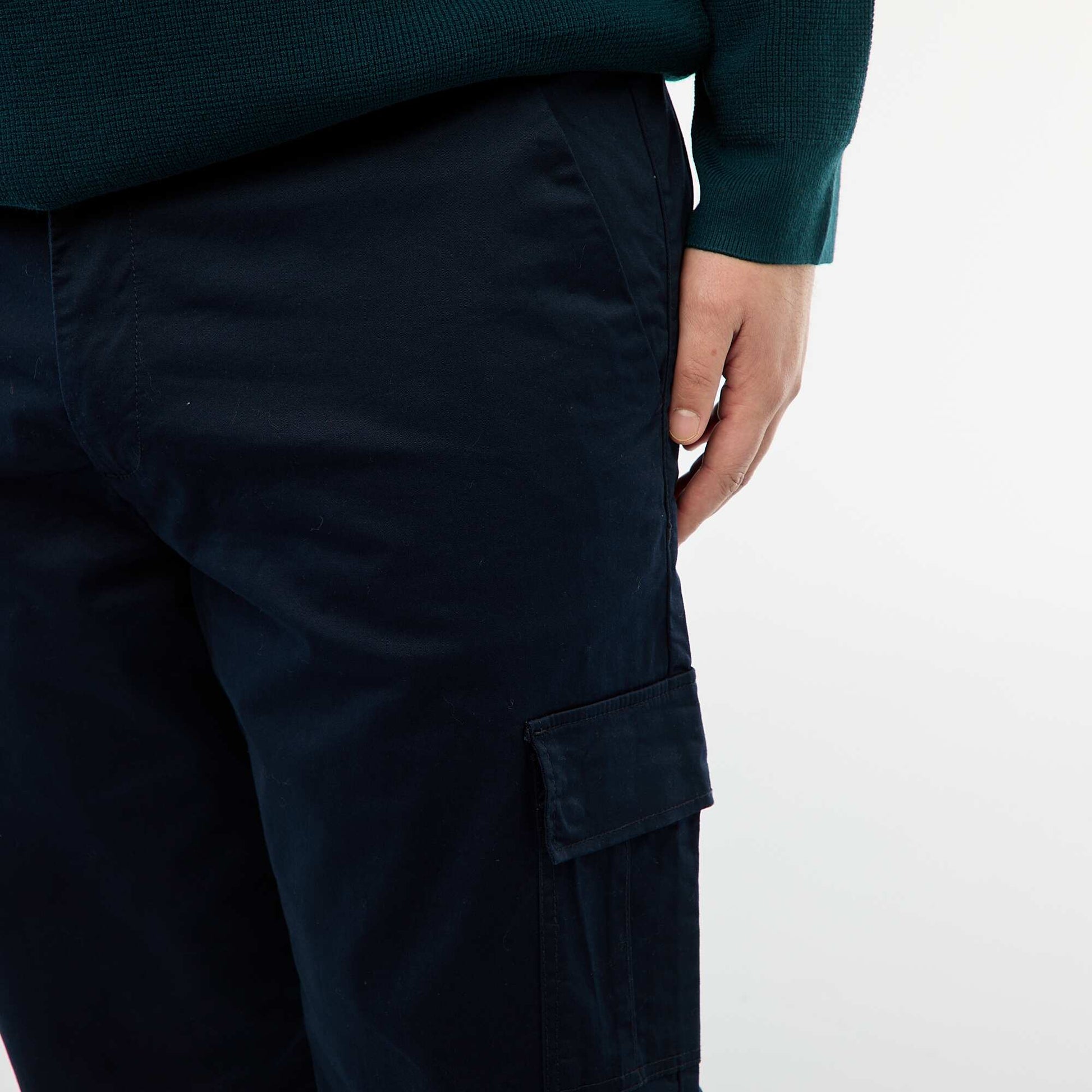 Pantalon multipoches uni BLEU