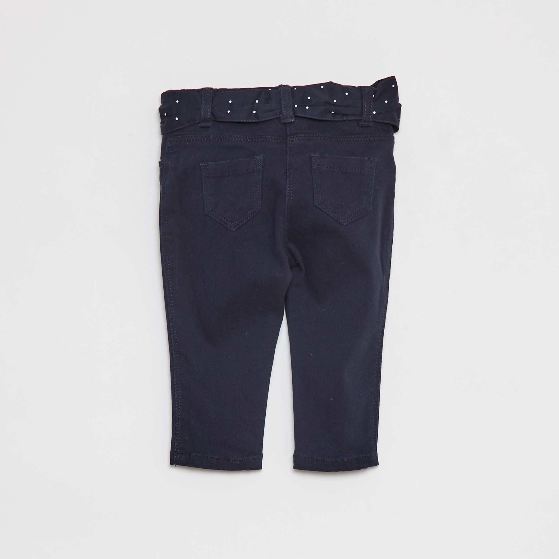 Pantalon en twill avec ceinture en voile de coton BLEU