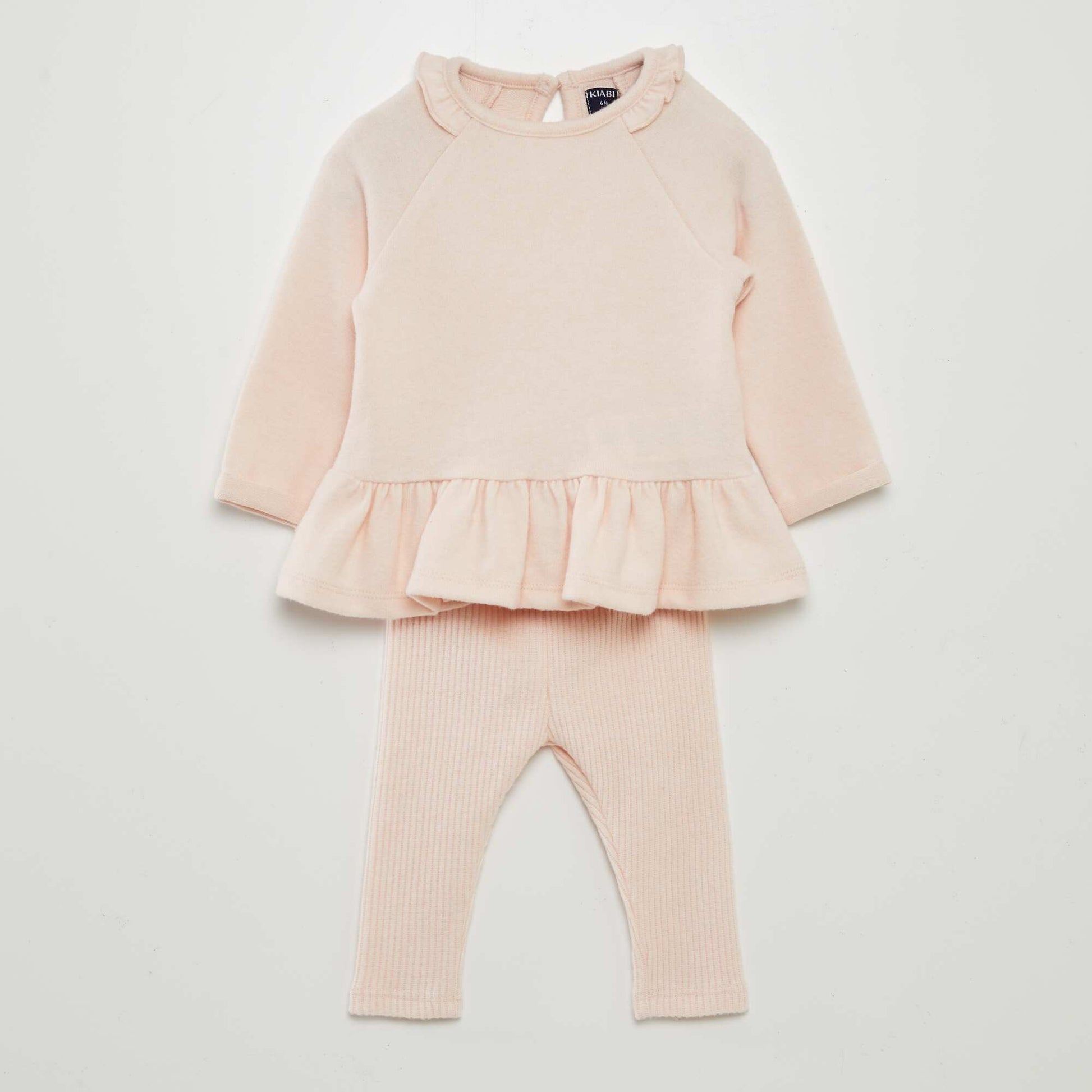 Ensemble pull large volanté + legging - 2 pièces Rose