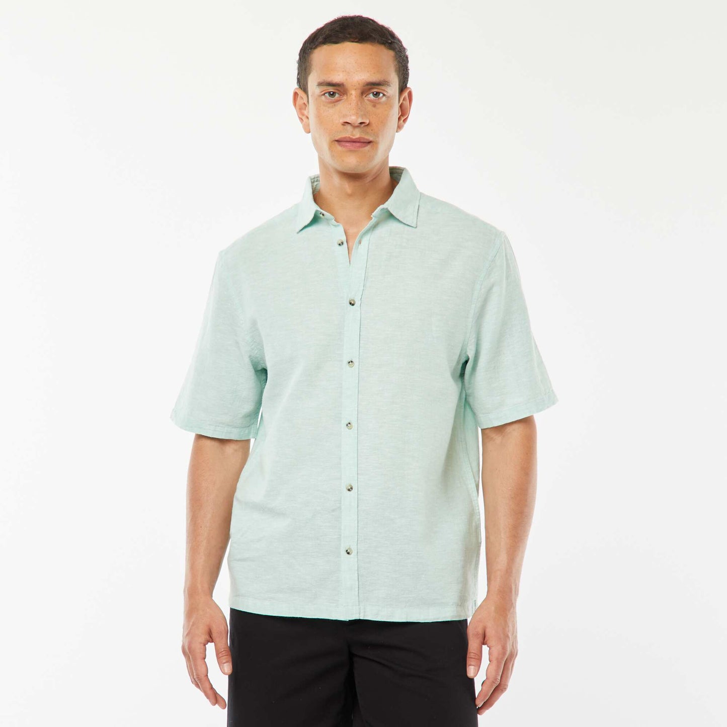 Chemise regular en lin mélangé VERT