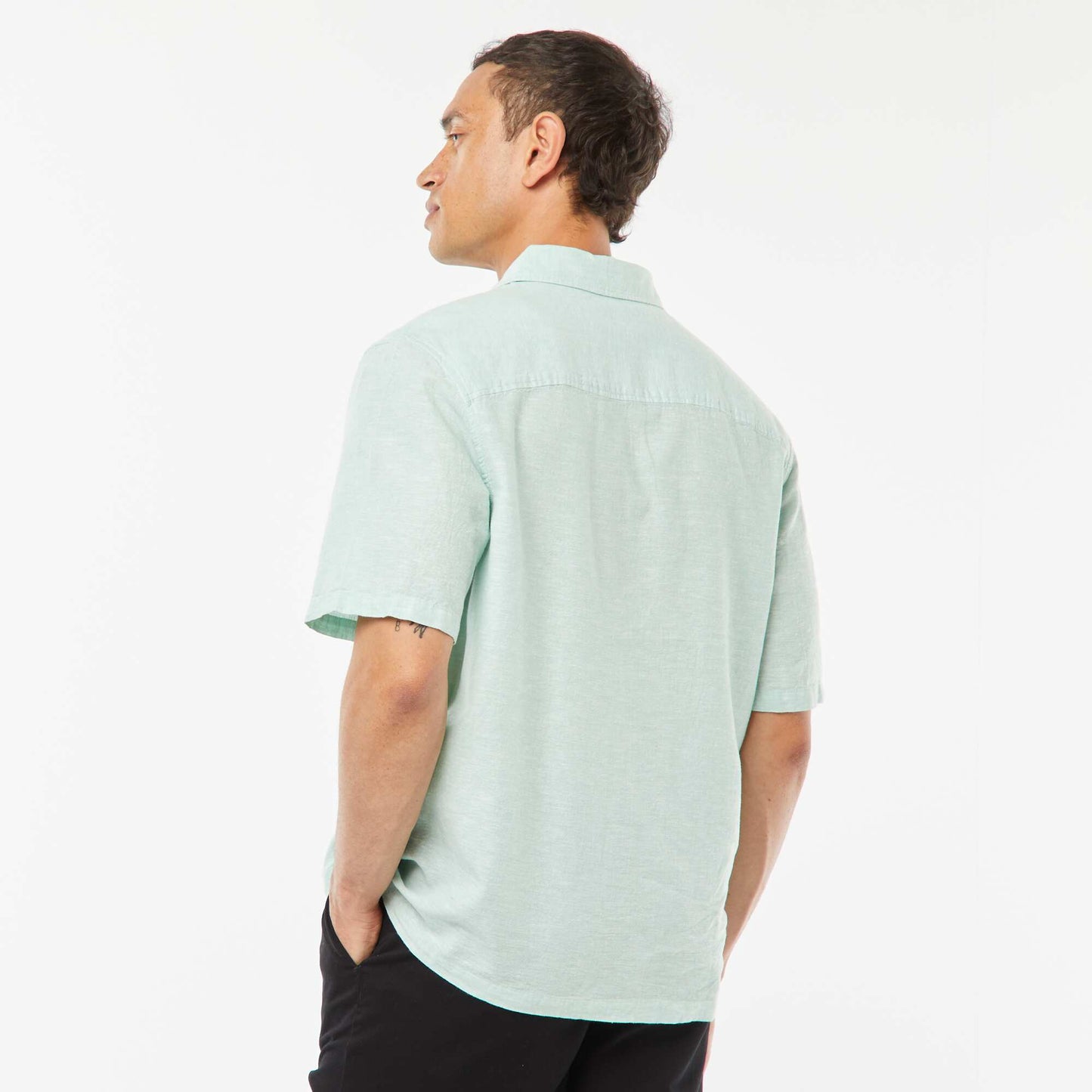 Chemise regular en lin mélangé VERT
