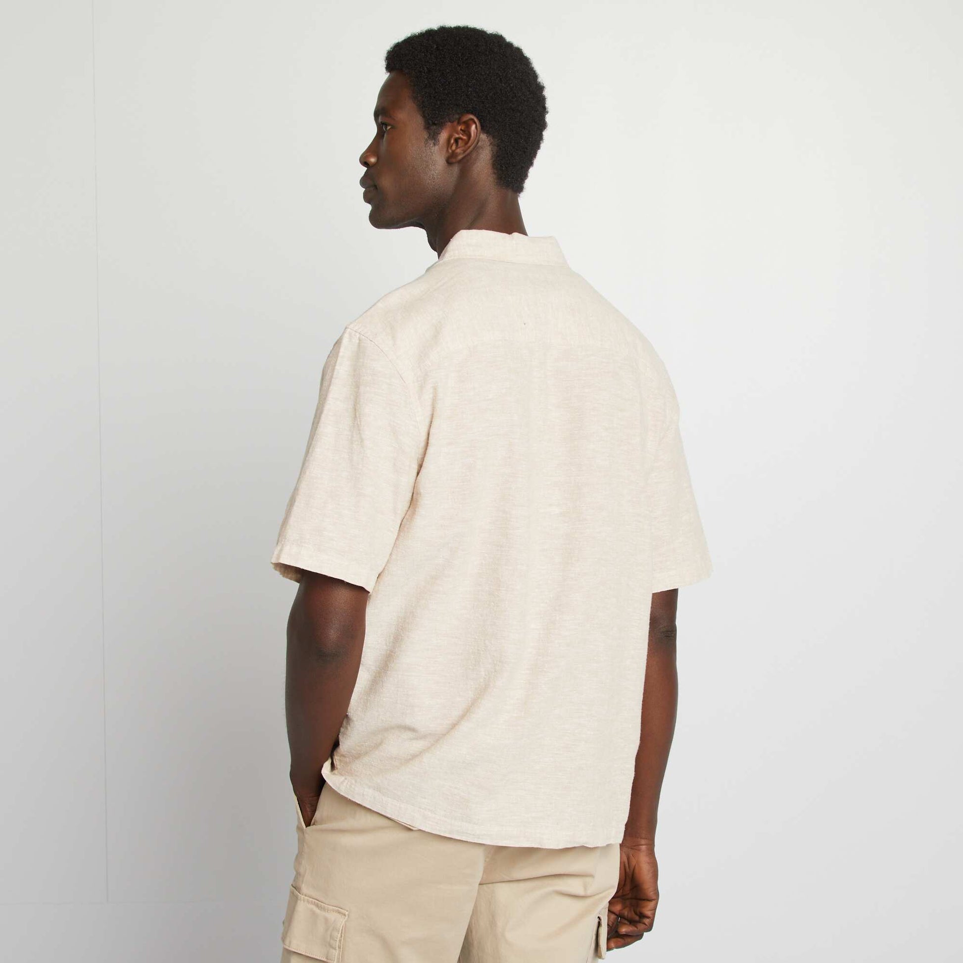Chemise regular en lin mélangé BEIGE