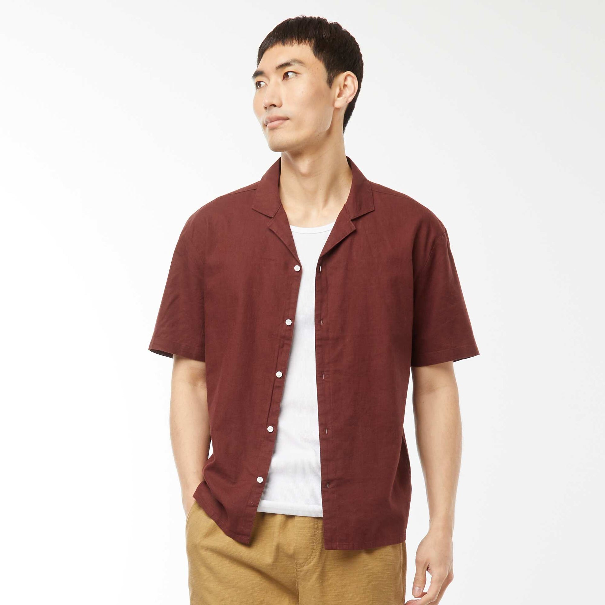 Chemise manches courtes MARRON