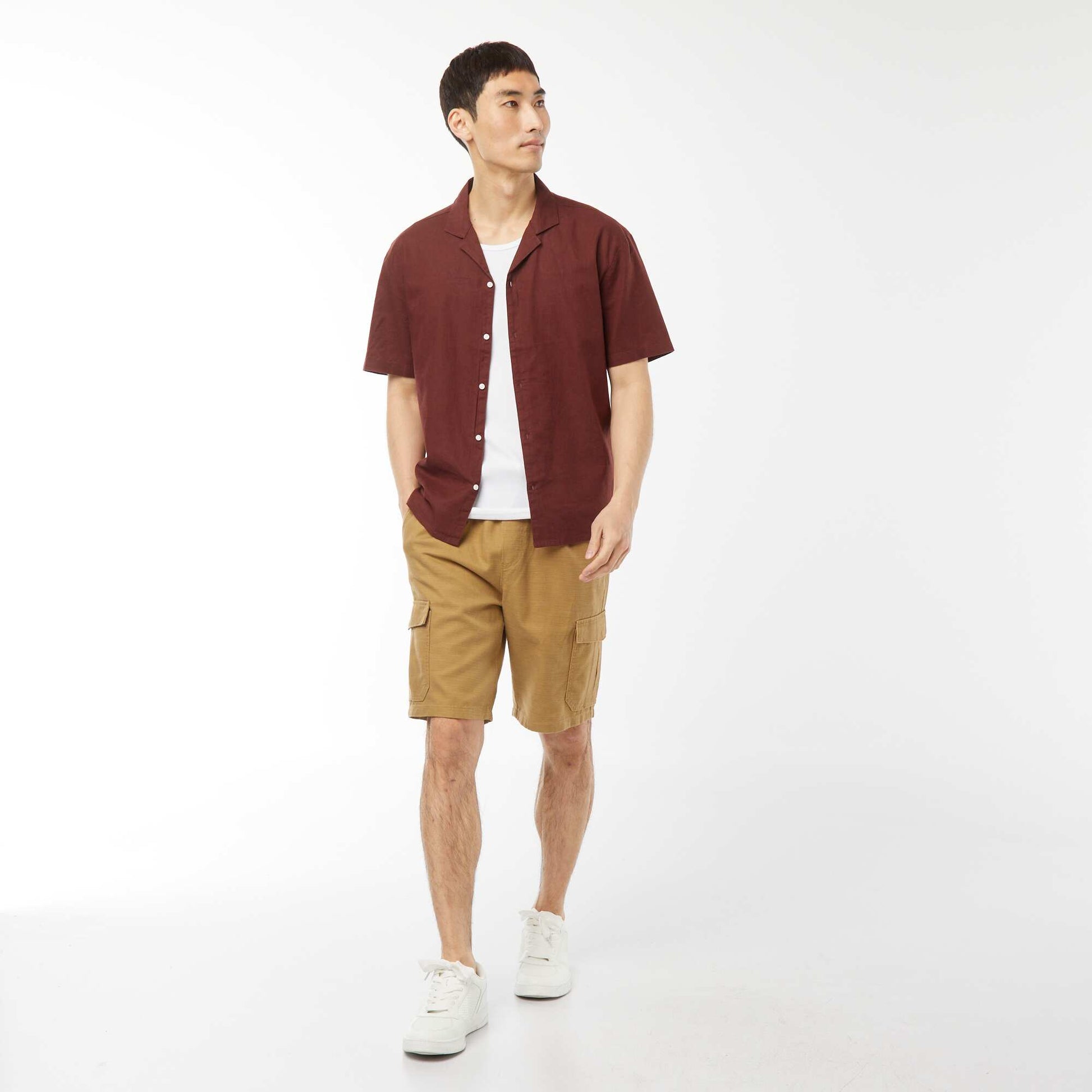 Chemise manches courtes MARRON