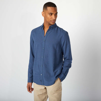 Chemise en lin mélangé BLEU