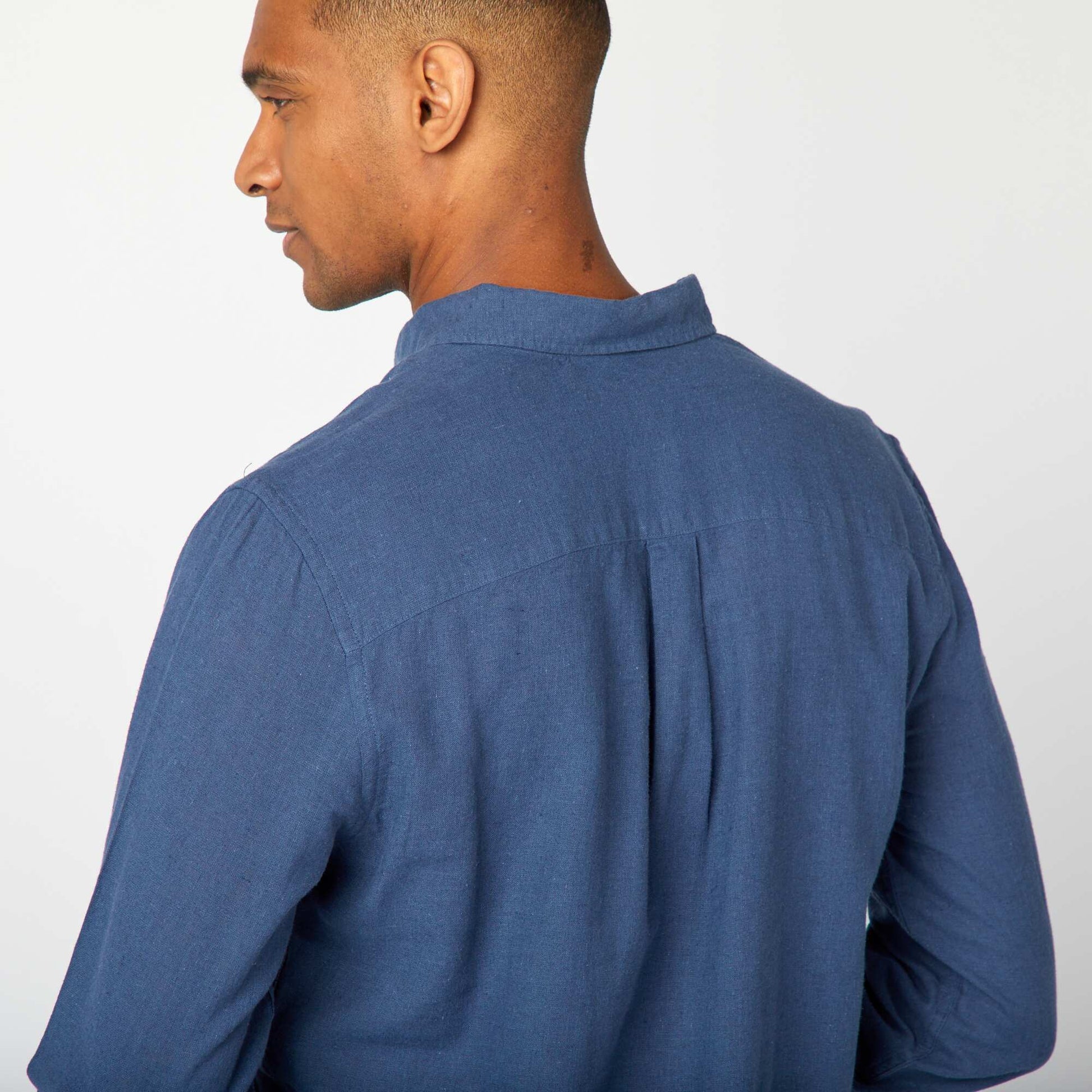 Chemise en lin mélangé BLEU
