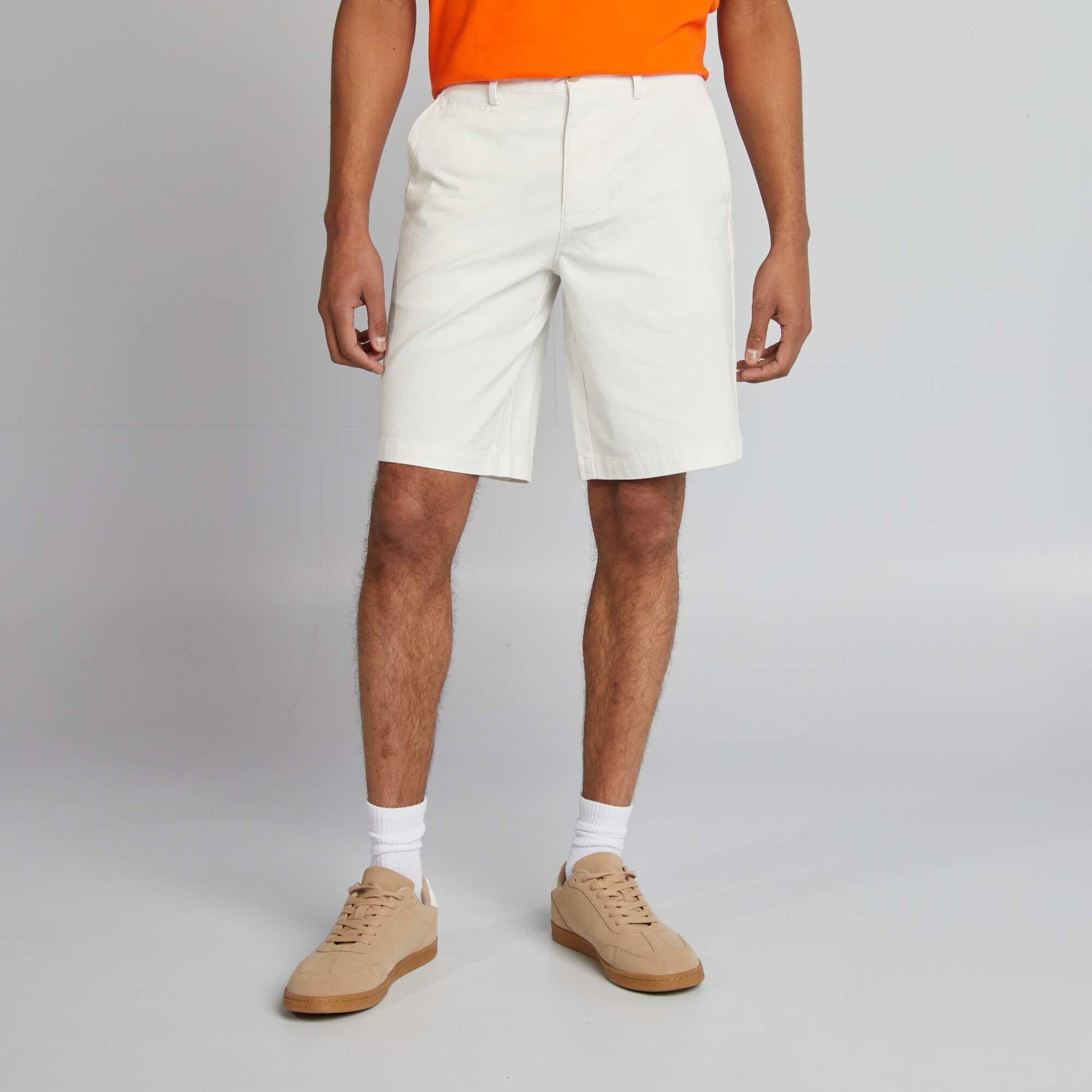 Bermuda chino uni BLANC