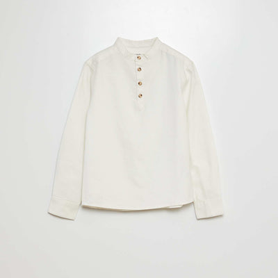 Chemise en coton col mao blanc