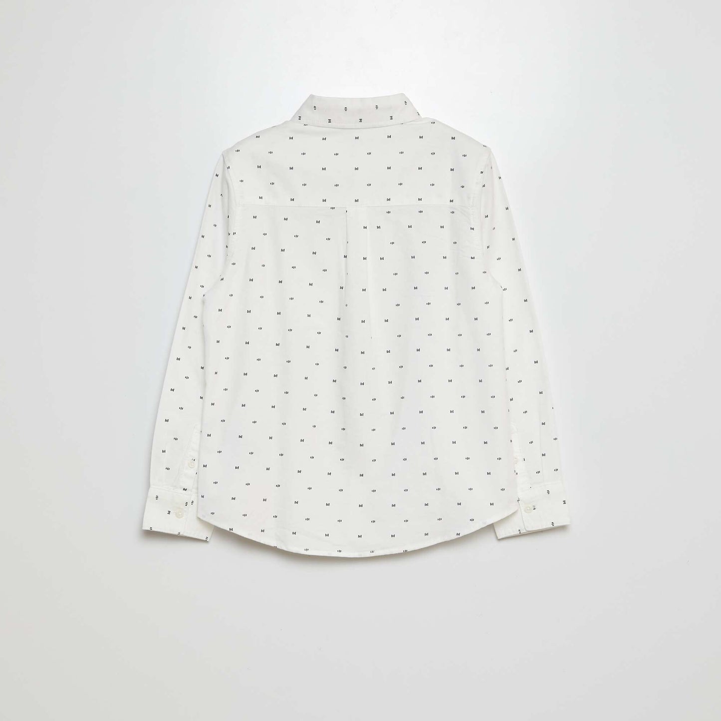 Chemise à motif manches longues retroussables BLANC