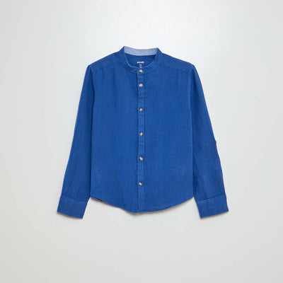 Chemise en lin mélangé BLEU