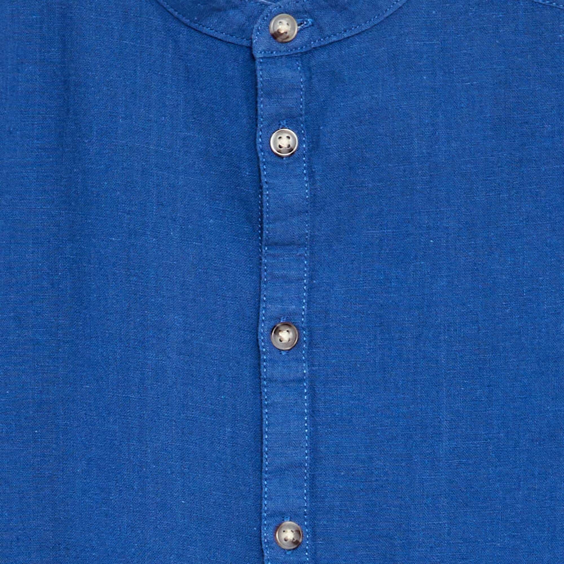 Chemise en lin mélangé BLEU