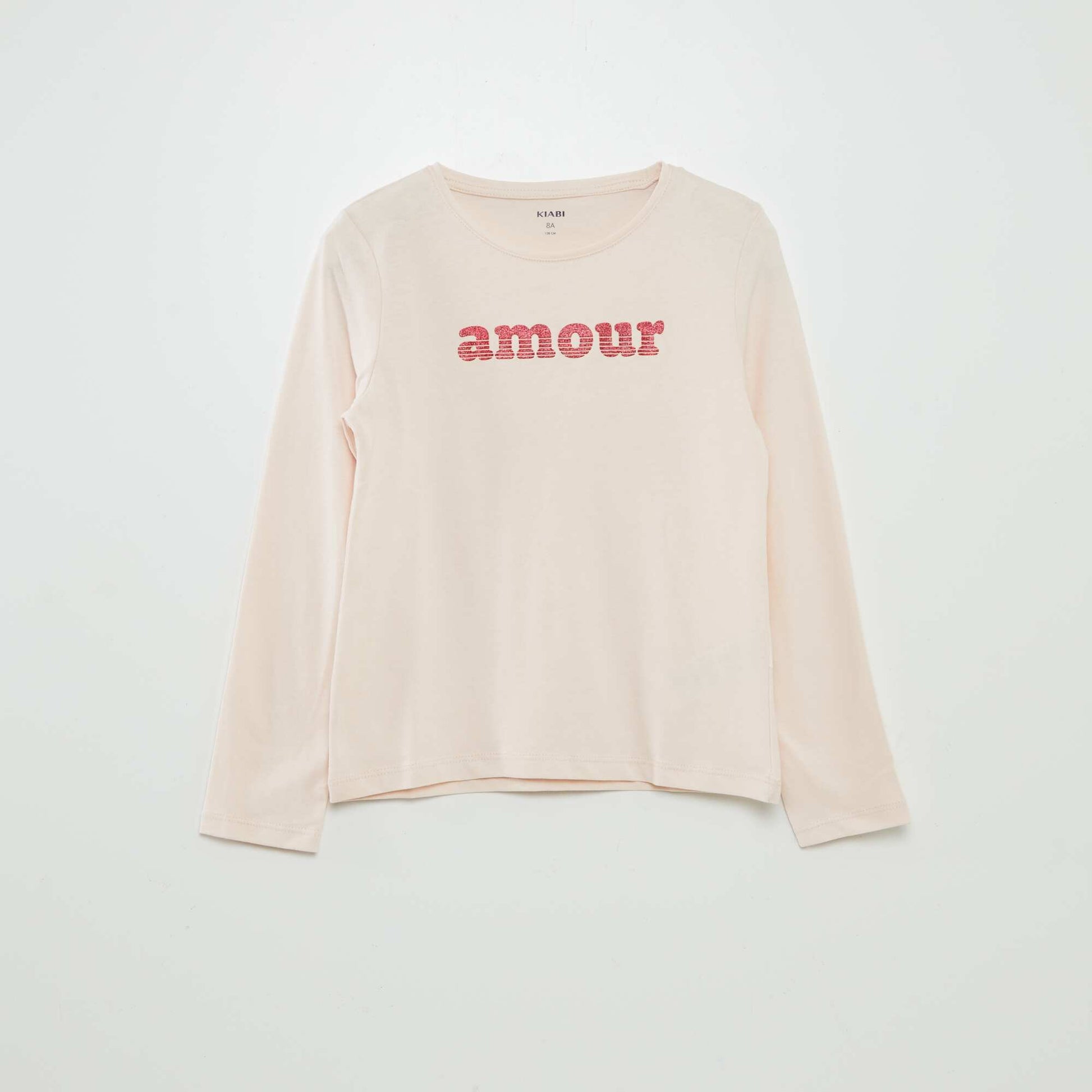 T-shirt manches longues imprimé Rose