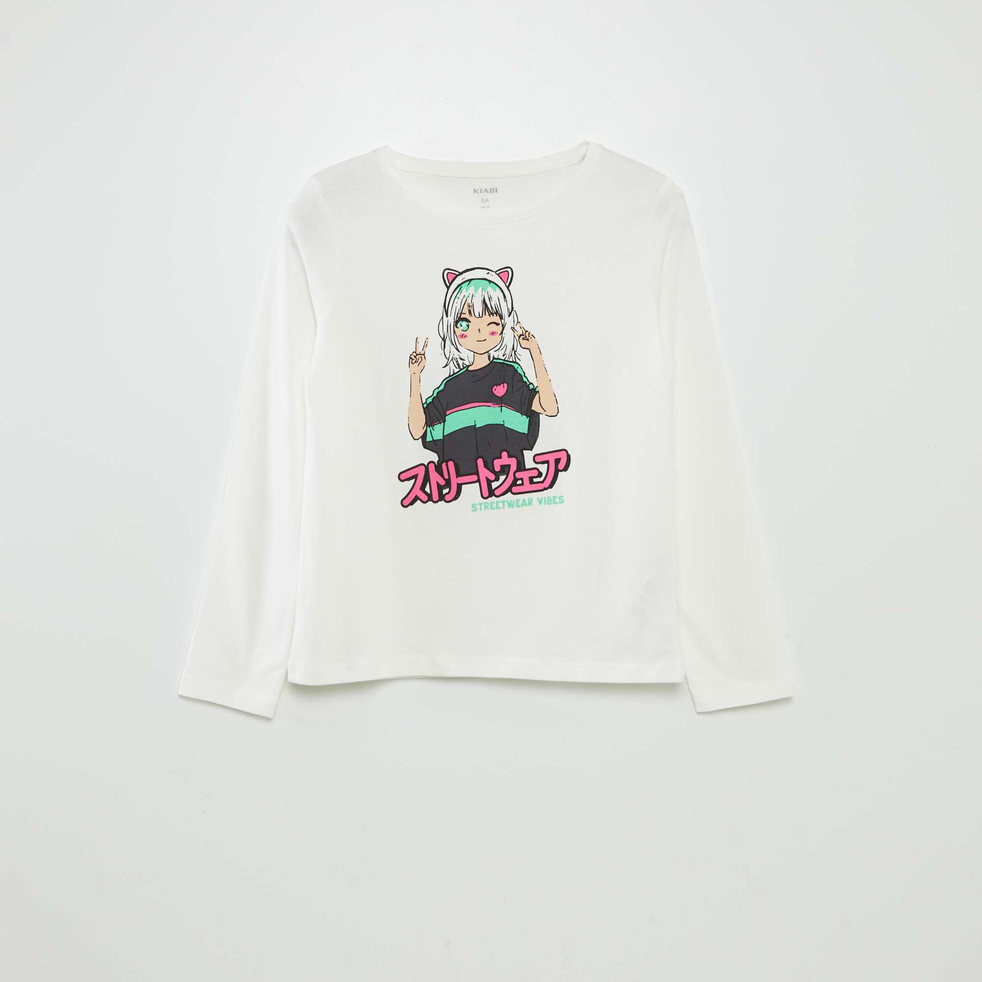T-shirt manches longues imprimé Blanc