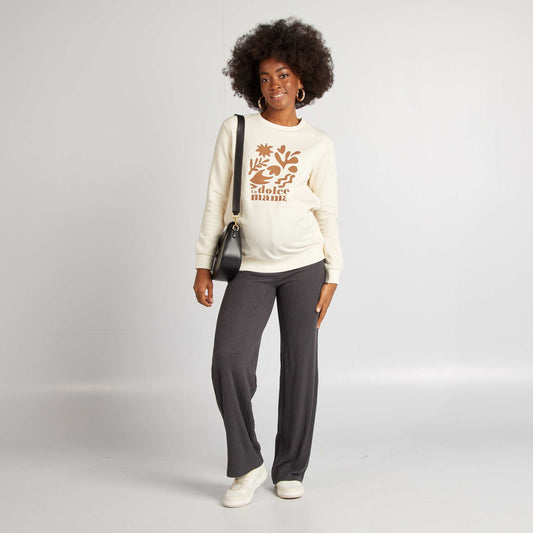 Pantalon de maternité large en rib gris foncé