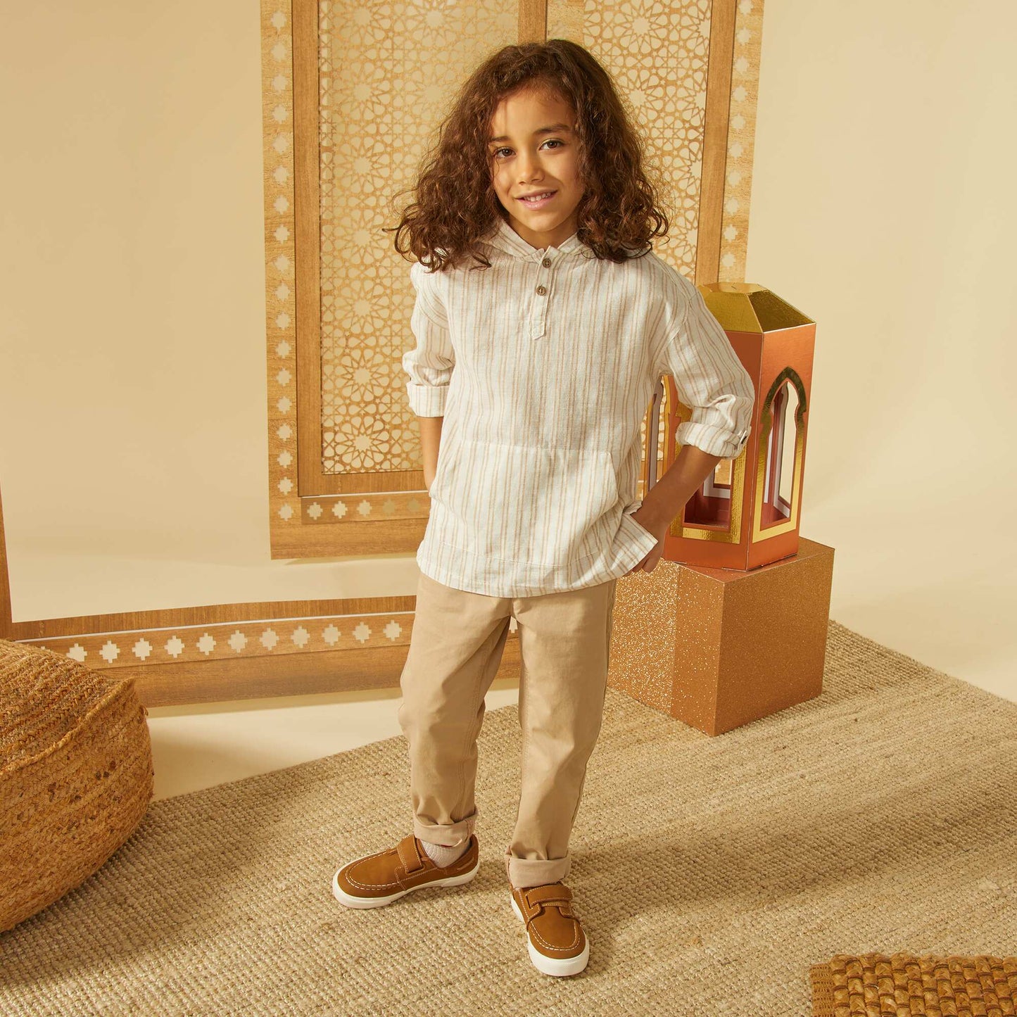 Chemise rayée à capuche BLANC